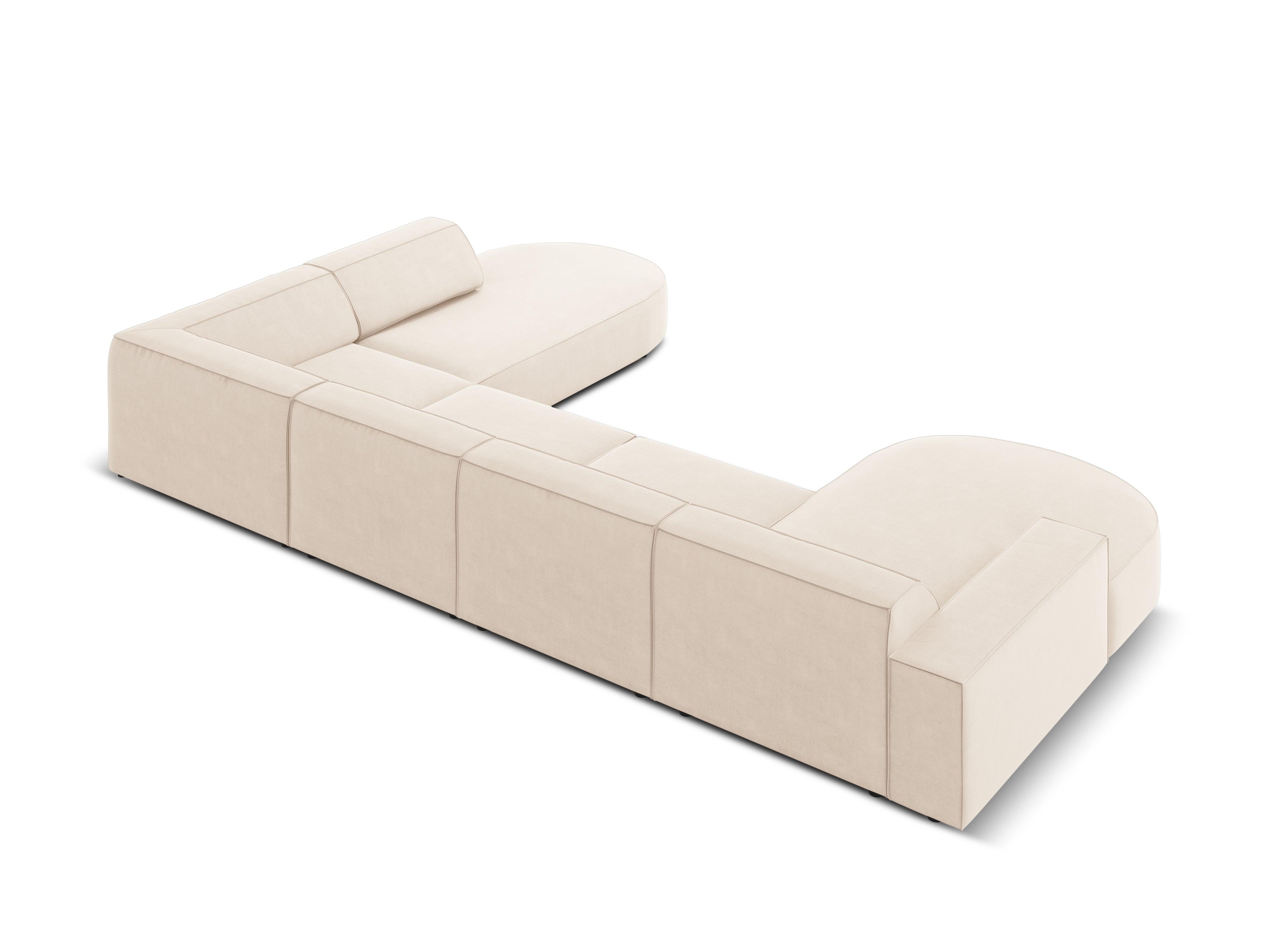 Sofa panoramiczna aksamitna prawostronna okrągła JODIE jasnobeżowy Micadoni    Eye on Design