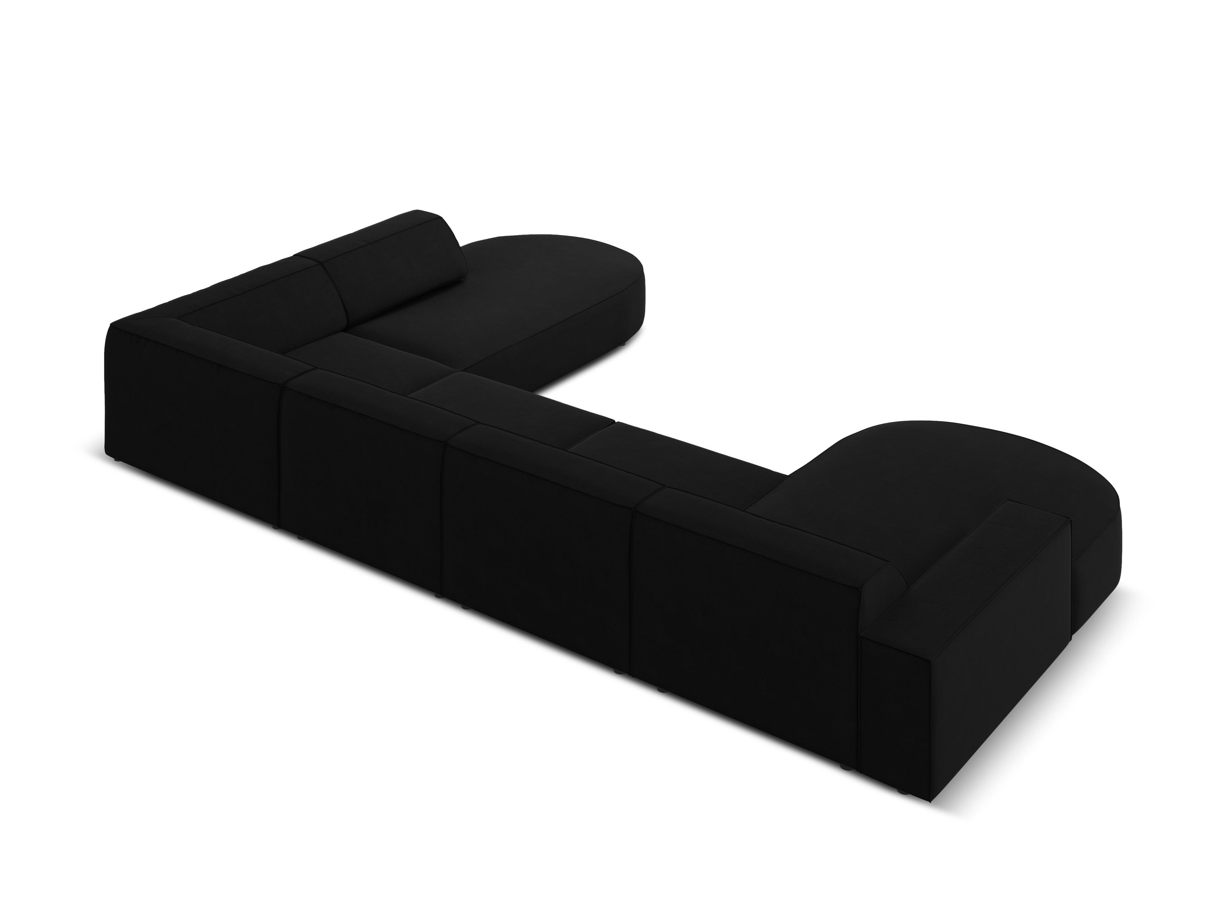 Sofa panoramiczna aksamitna prawostronna okrągła JODIE czarny Micadoni    Eye on Design