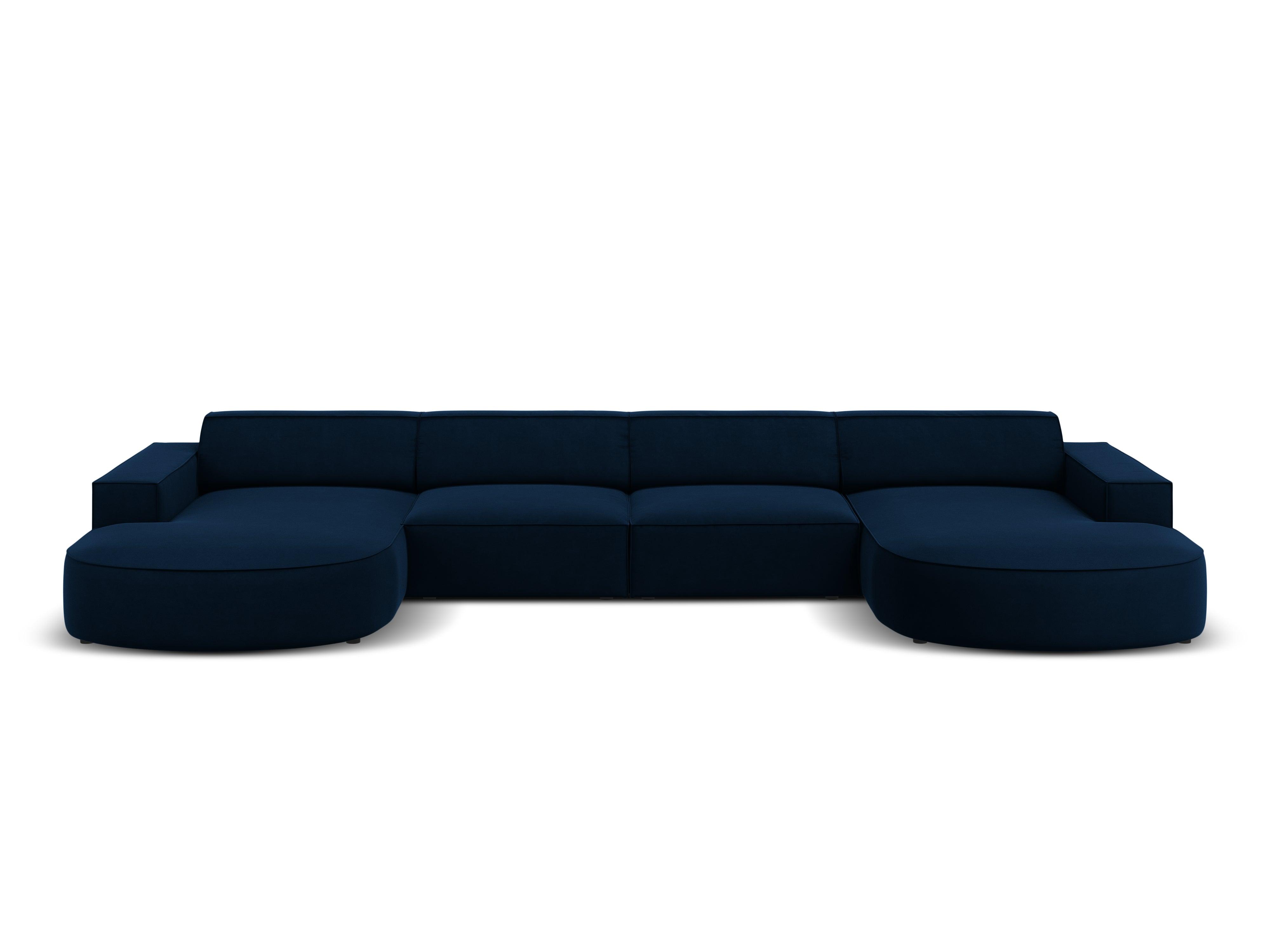 Sofa aksamitna panoramiczna okrągła JODIE granat królewski Micadoni    Eye on Design