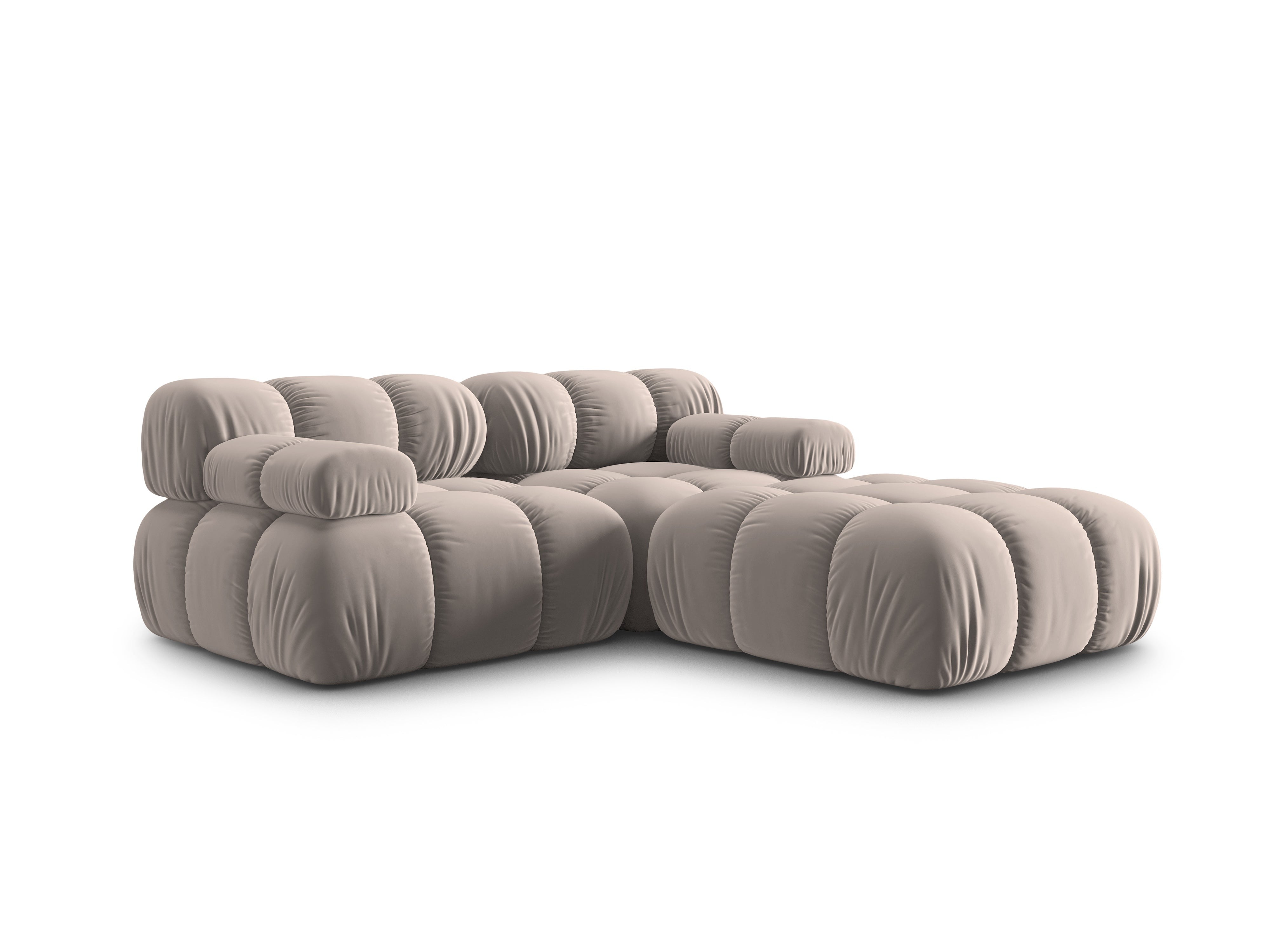 Modular velvet 3-seater sofa BELLIS cappuccino, Micadoni, Eye on Design