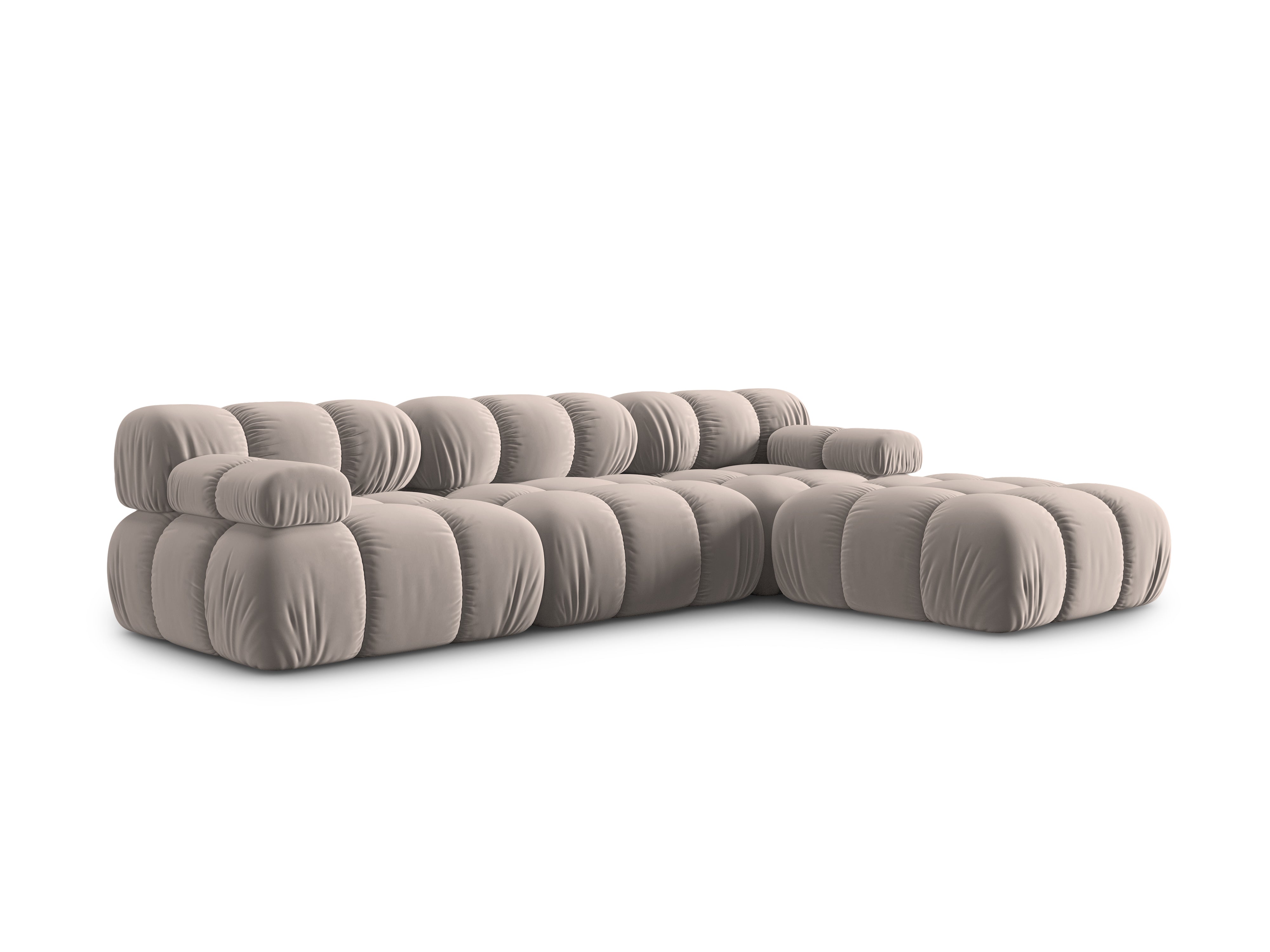 Modular velvet 4-seater sofa BELLIS cappuccino, Micadoni, Eye on Design