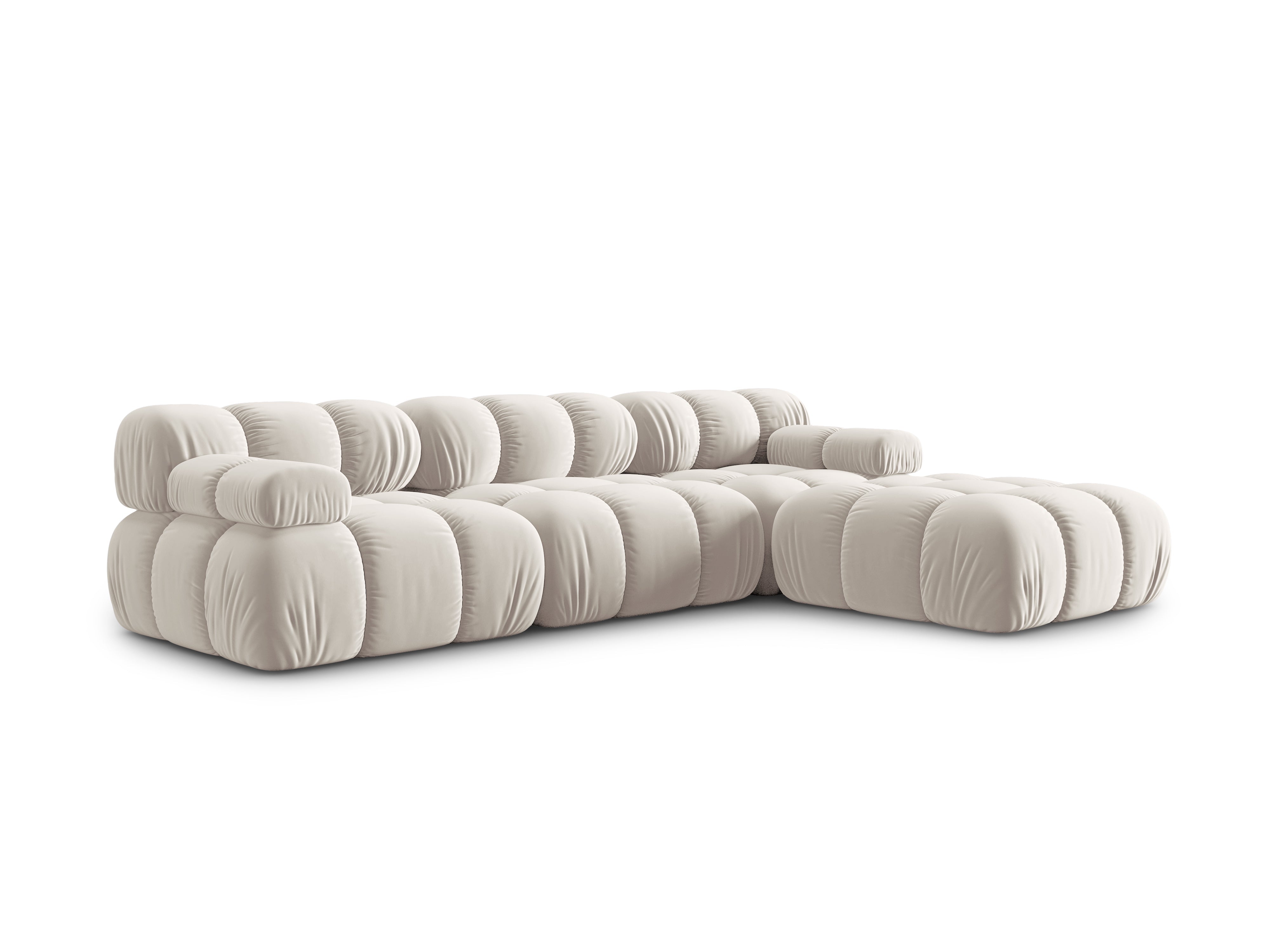Modular velvet 4-seater sofa BELLIS light beige, Micadoni, Eye on Design