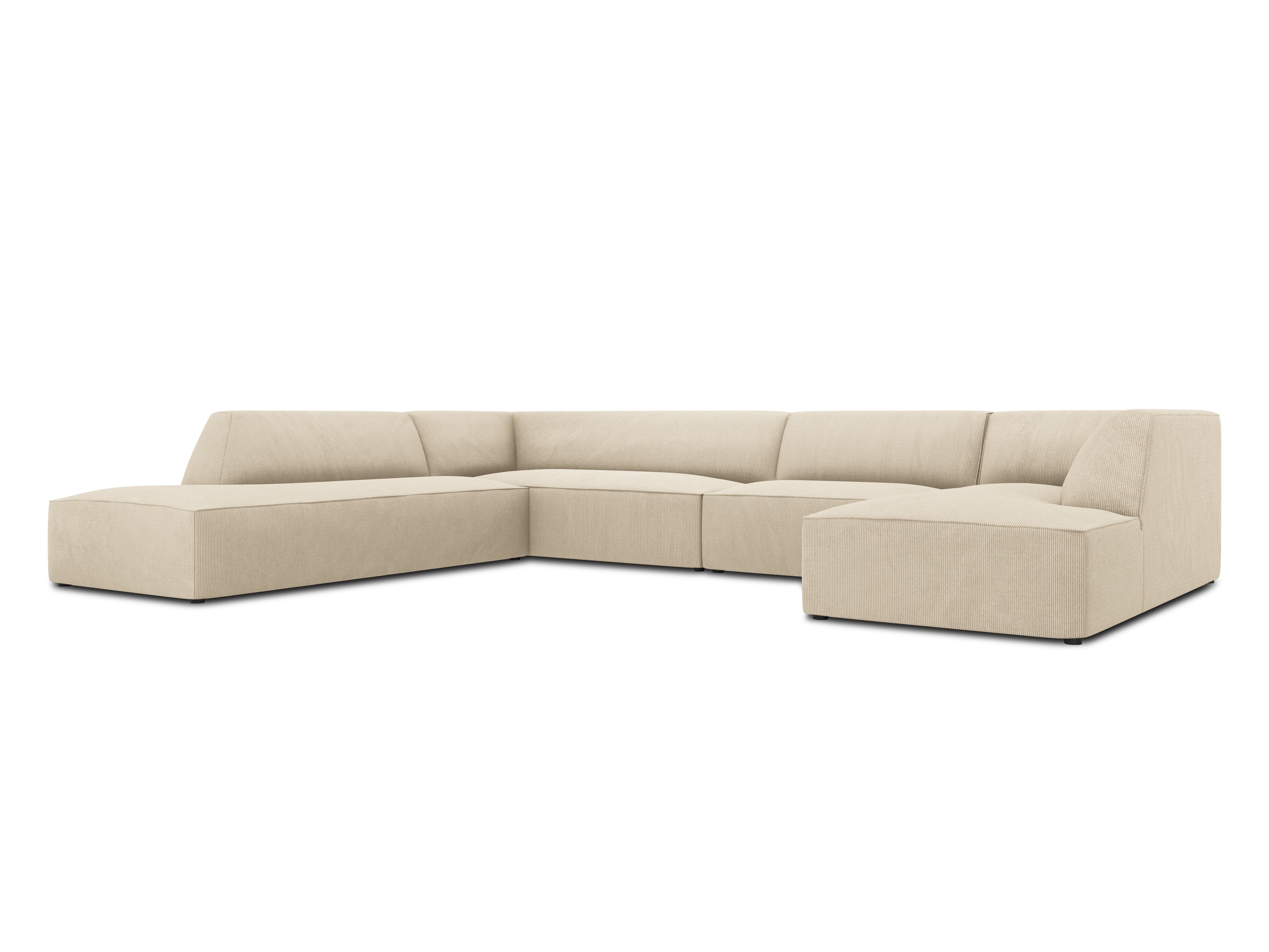 U-shaped corner sofa corduroy left RUBY beige