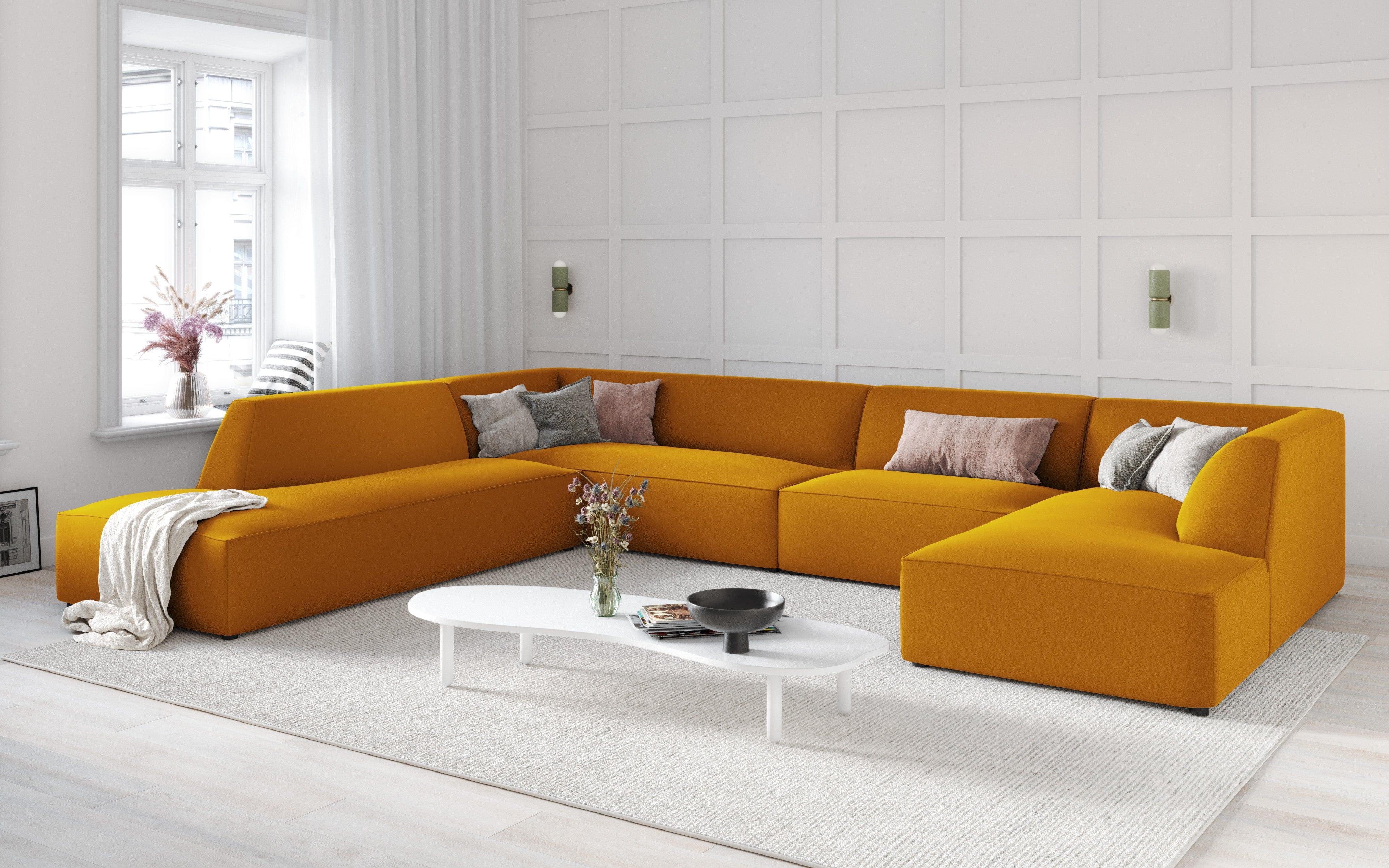 Narożnik w kształcie U aksamitny lewostronny RUBY żółty Micadoni    Eye on Design