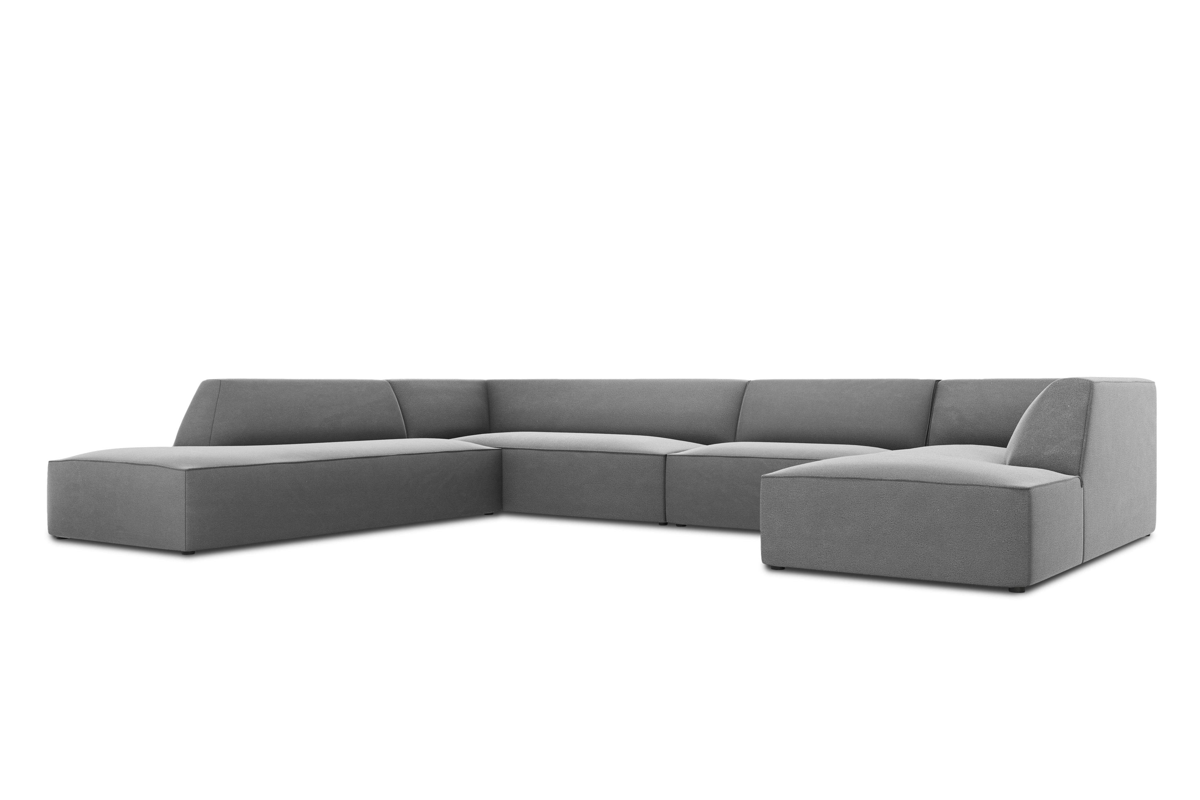 Narożnik w kształcie U aksamitny lewostronny RUBY szary Micadoni    Eye on Design