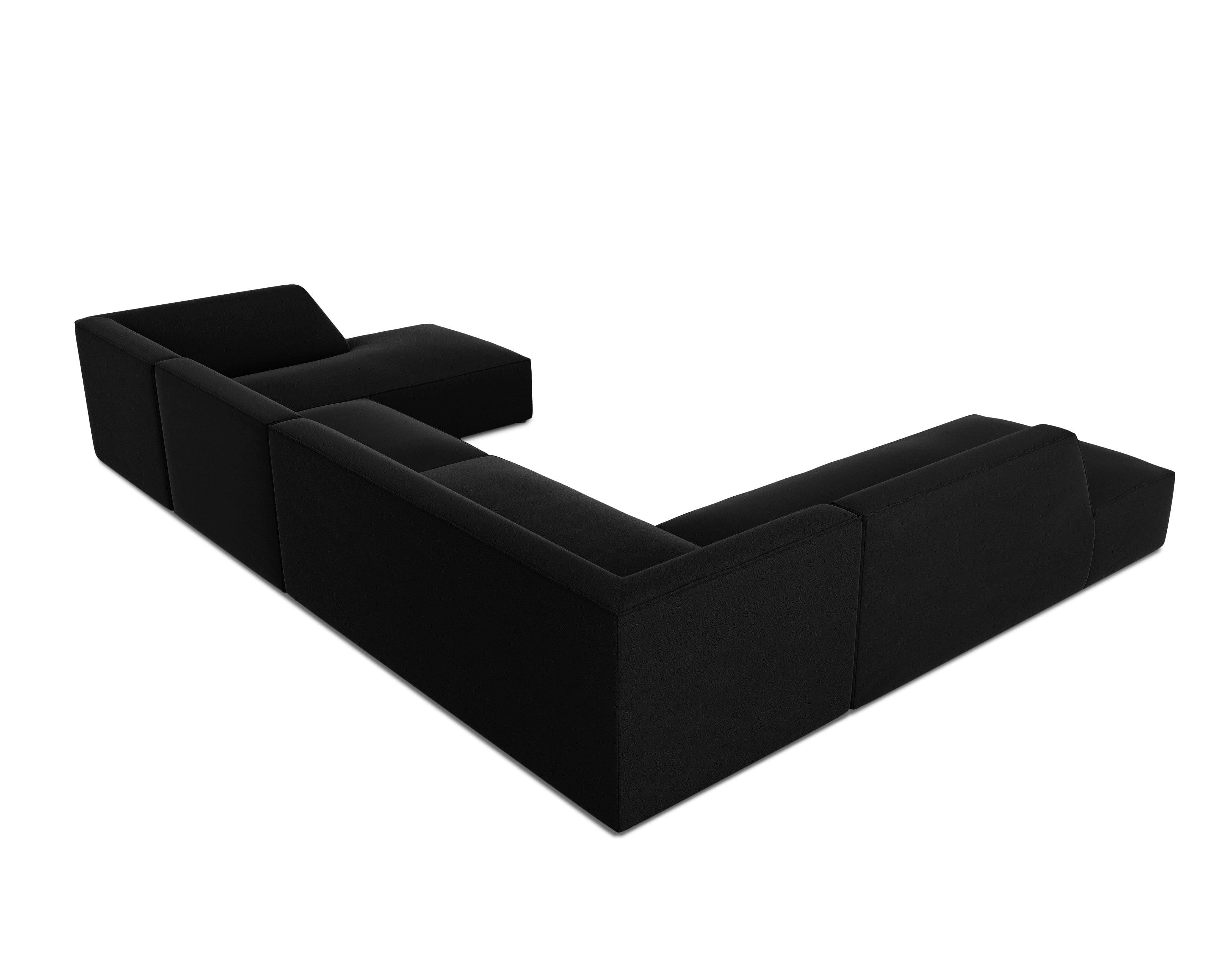 Narożnik w kształcie U aksamitny lewostronny RUBY czarny Micadoni    Eye on Design