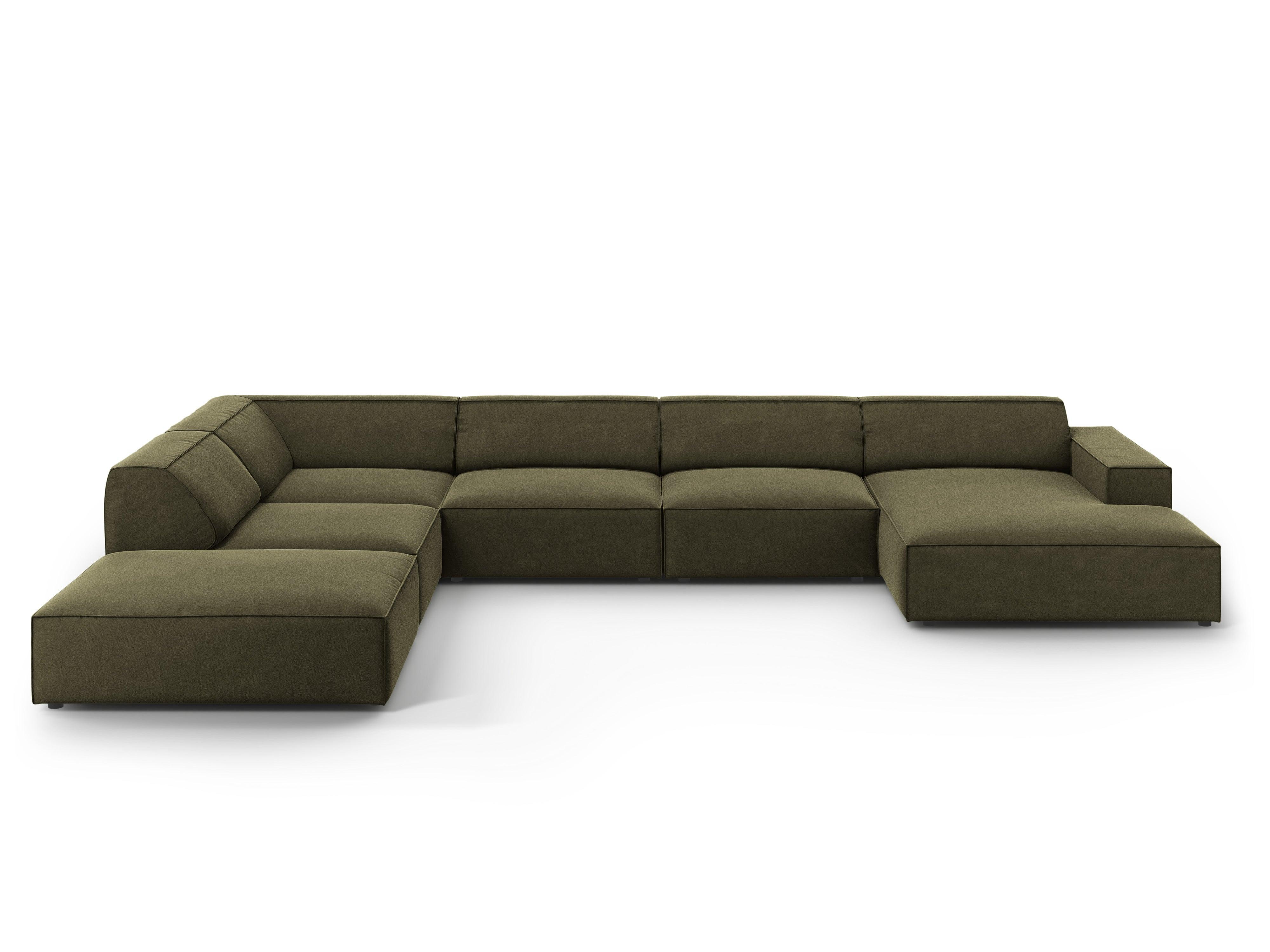 Sofa panoramiczna aksamitna lewostronna JODIE zielony Micadoni    Eye on Design
