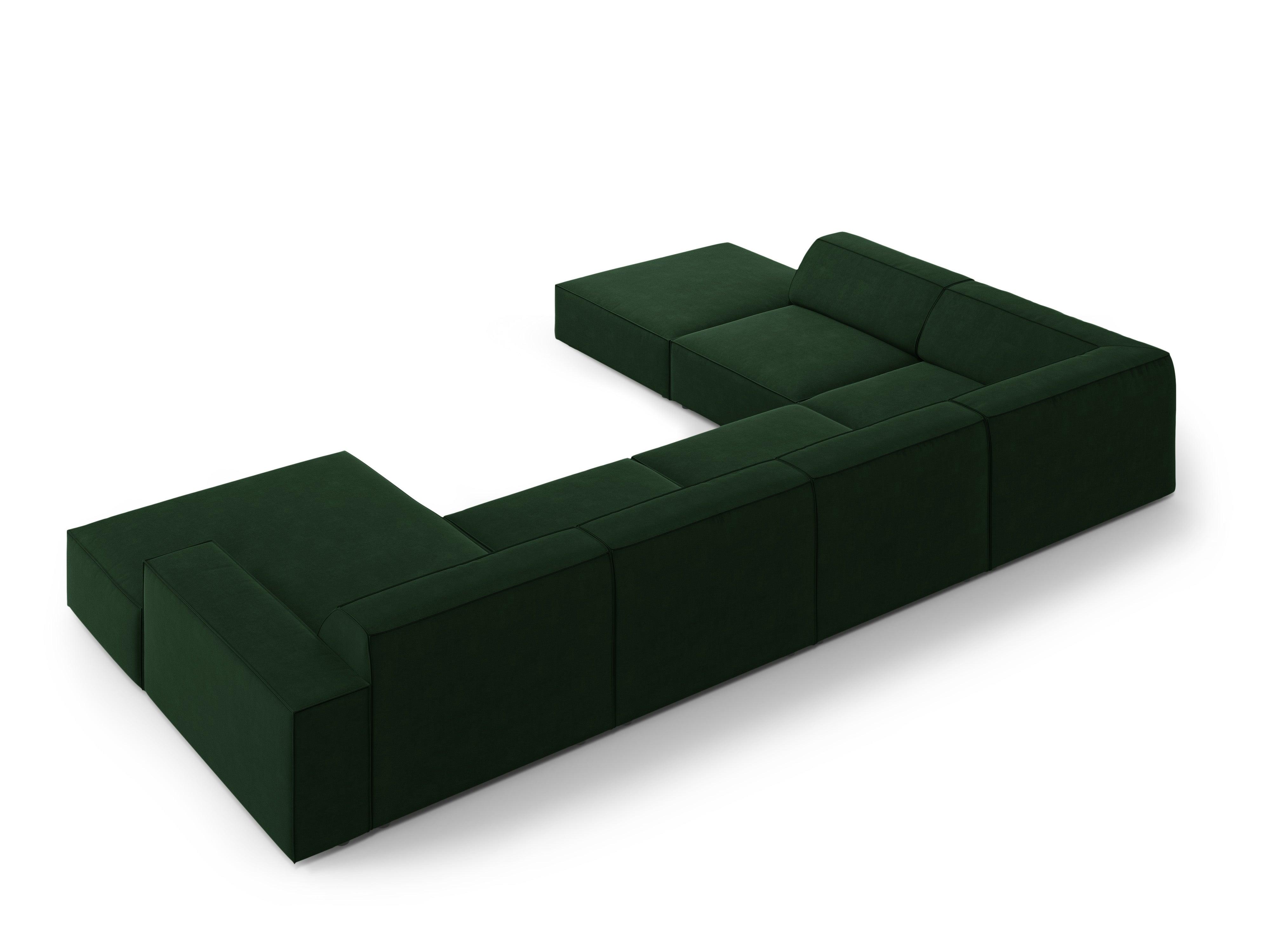 Sofa panoramiczna aksamitna lewostronna JODIE butelkowa zieleń Micadoni    Eye on Design