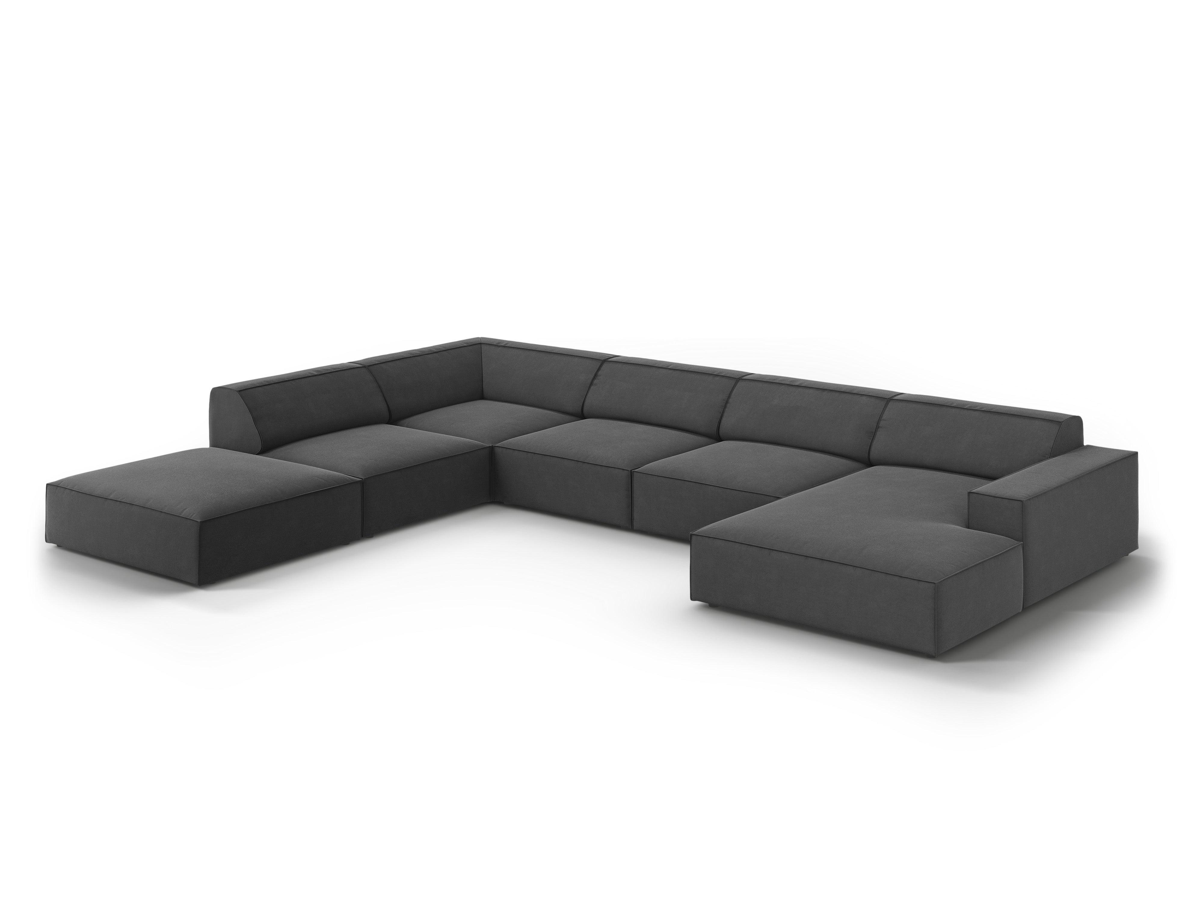 Sofa panoramiczna aksamitna lewostronna JODIE ciemnoszary Micadoni    Eye on Design