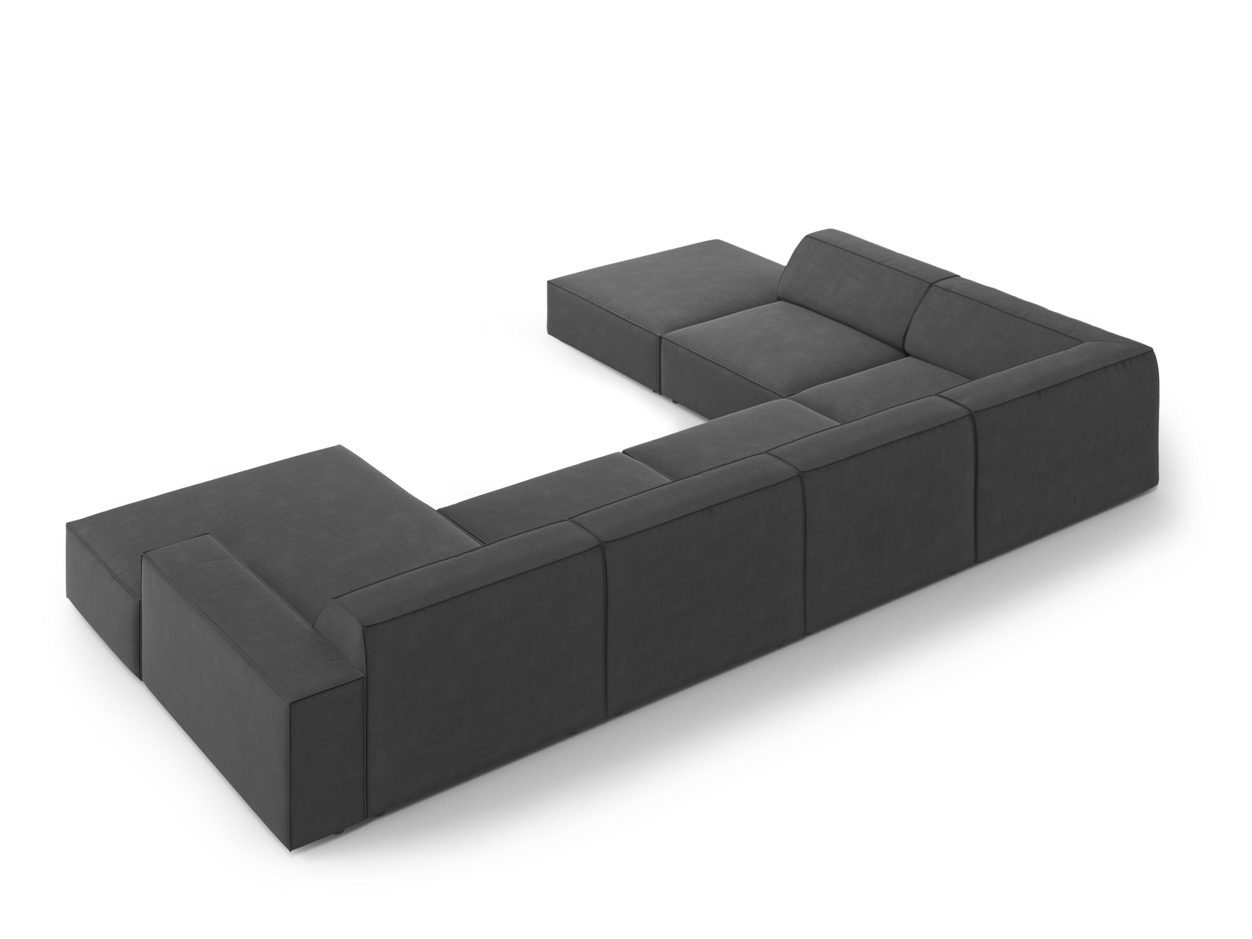 Sofa panoramiczna aksamitna lewostronna JODIE ciemnoszary Micadoni    Eye on Design