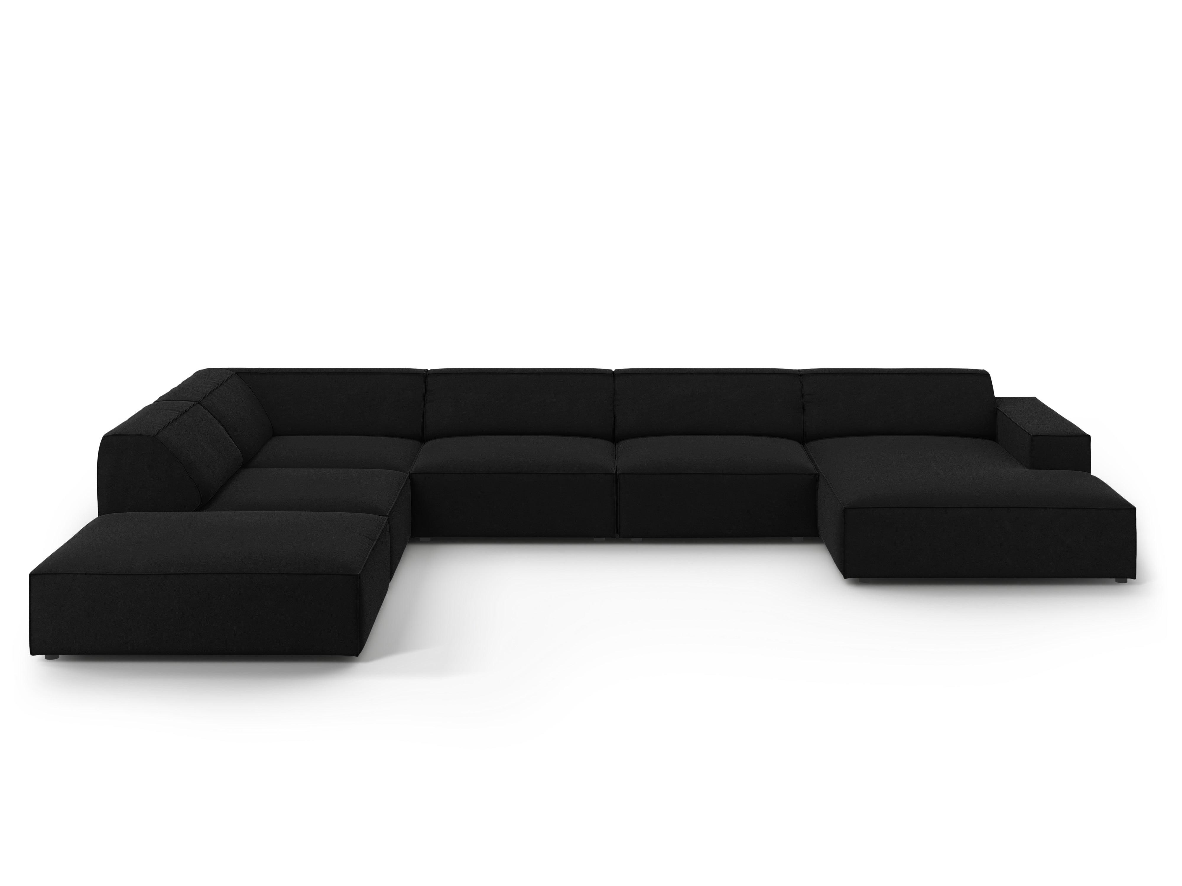 Sofa panoramiczna aksamitna lewostronna JODIE czarny Micadoni    Eye on Design