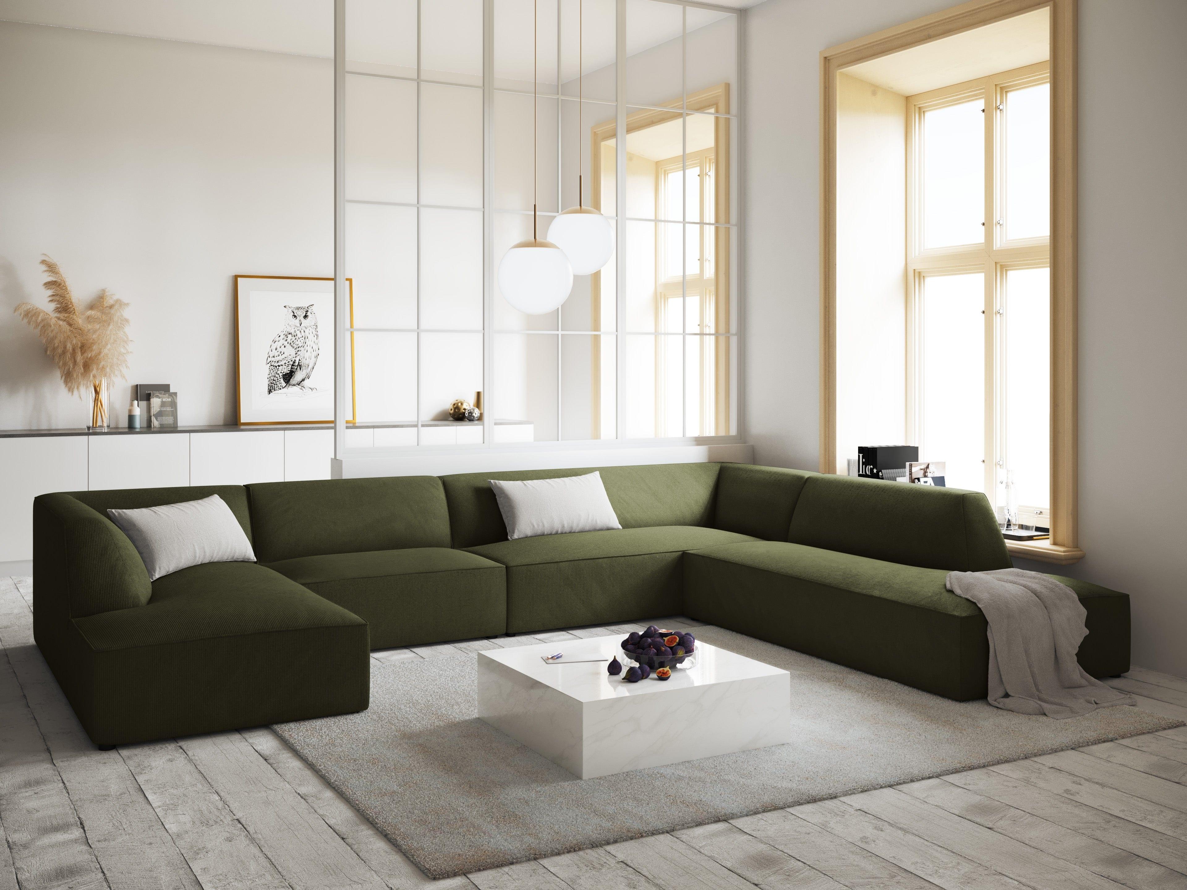 Narożnik w kształcie U sztruksowa prawostronny RUBY zielony Micadoni    Eye on Design