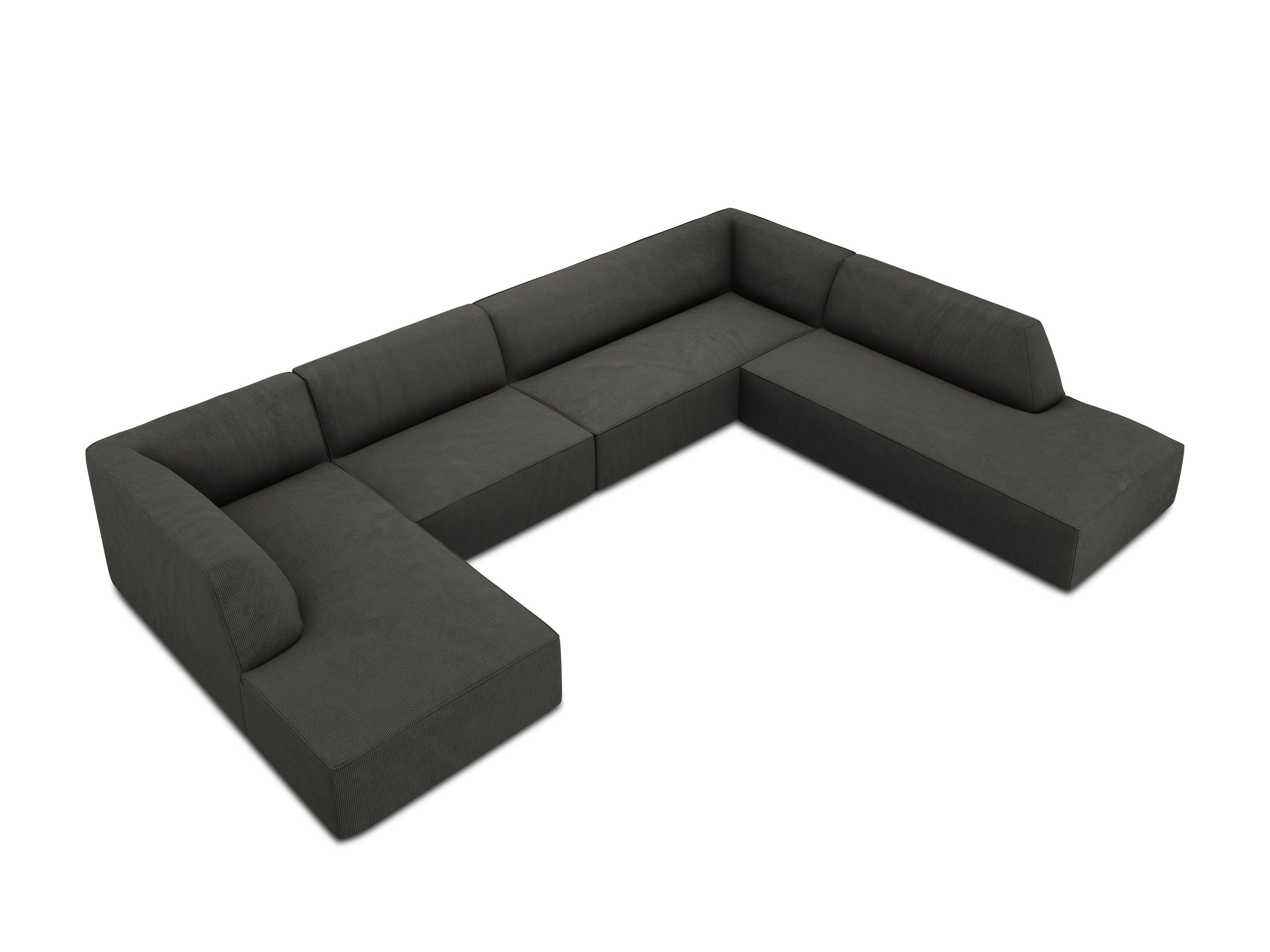 Narożnik w kształcie U sztruksowa prawostronny RUBY ciemnoszary Micadoni    Eye on Design