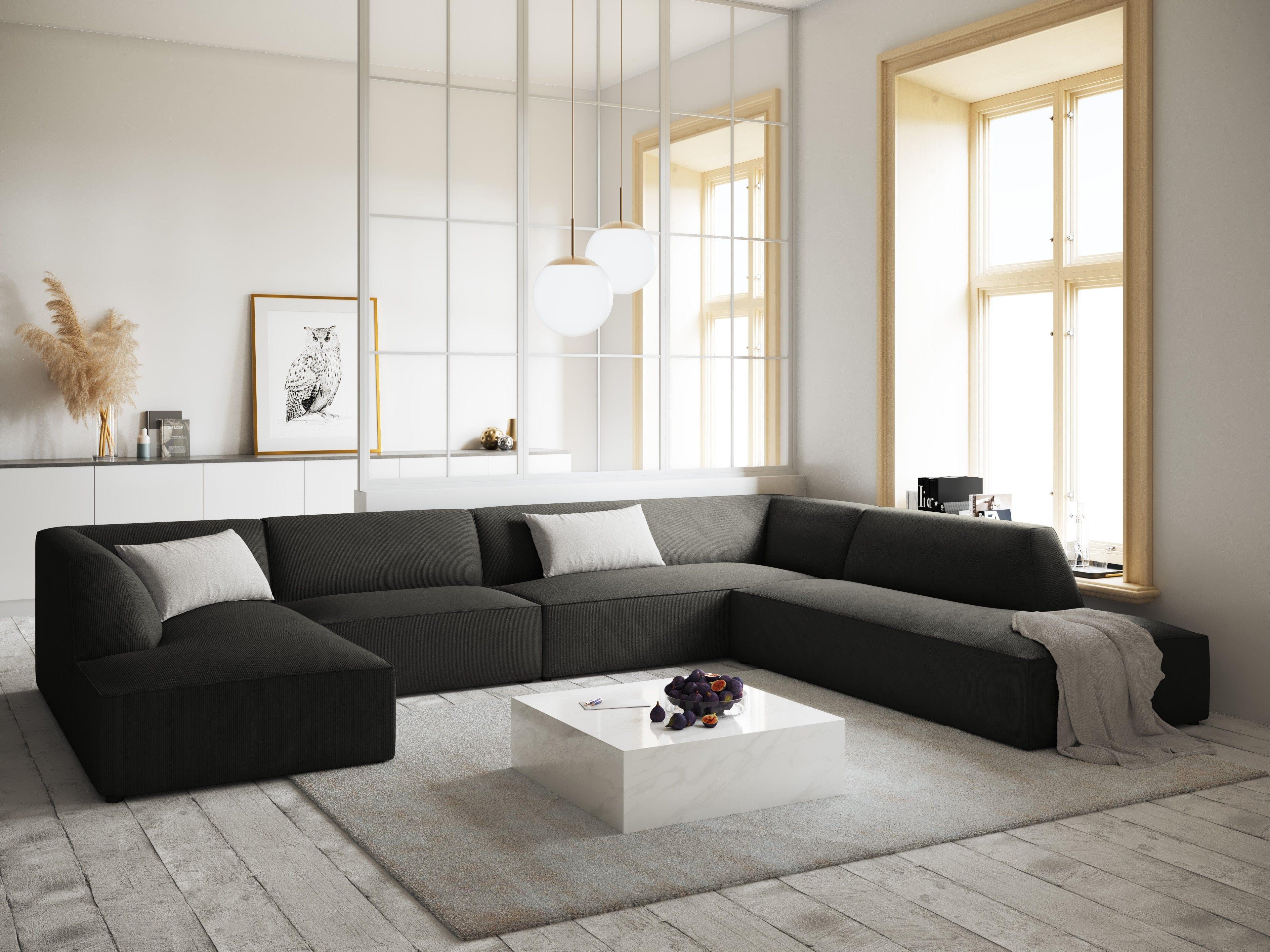 Narożnik w kształcie U sztruksowa prawostronny RUBY ciemnoszary Micadoni    Eye on Design
