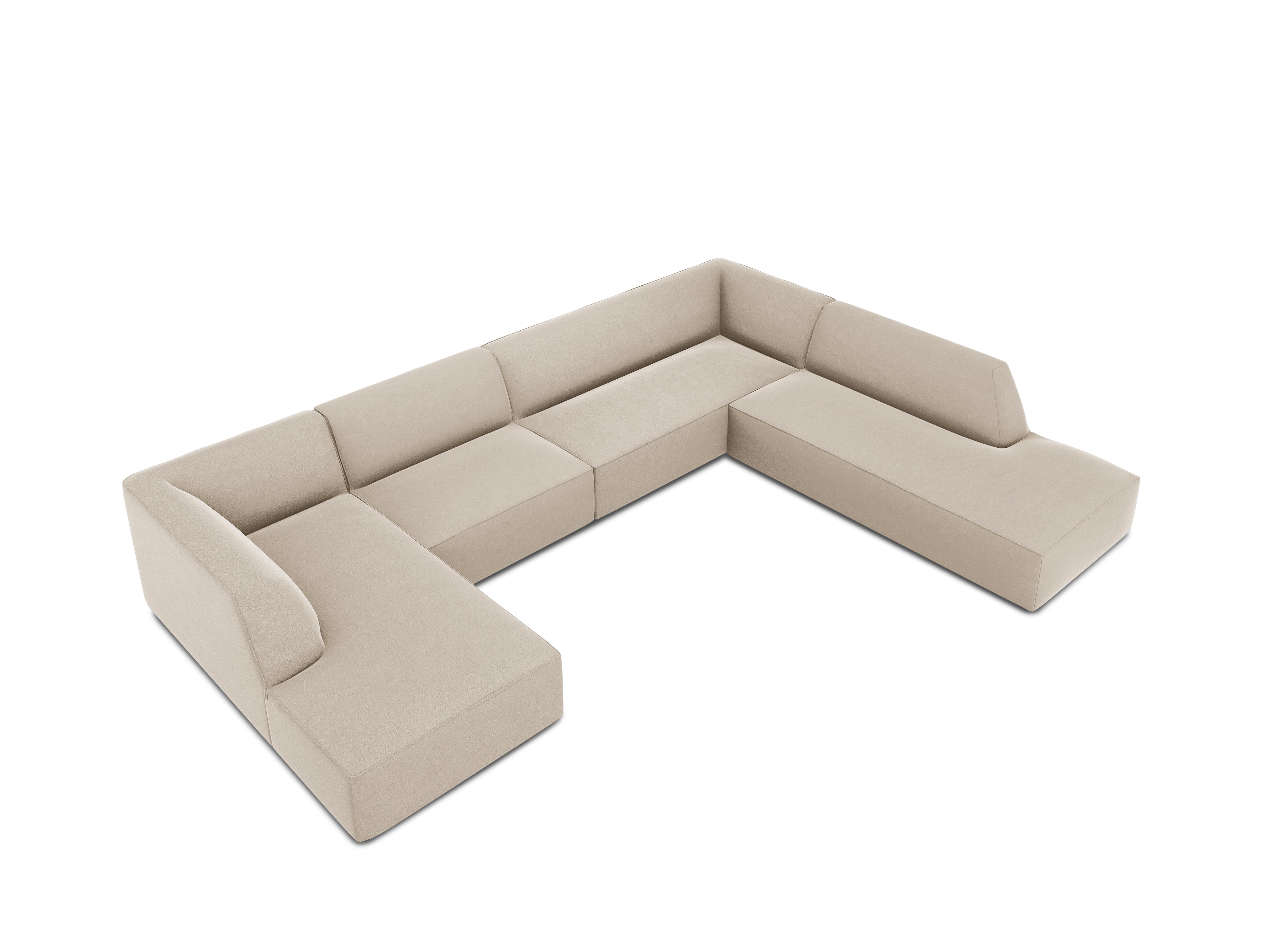 U-shaped corner sofa velvet right RUBY beige