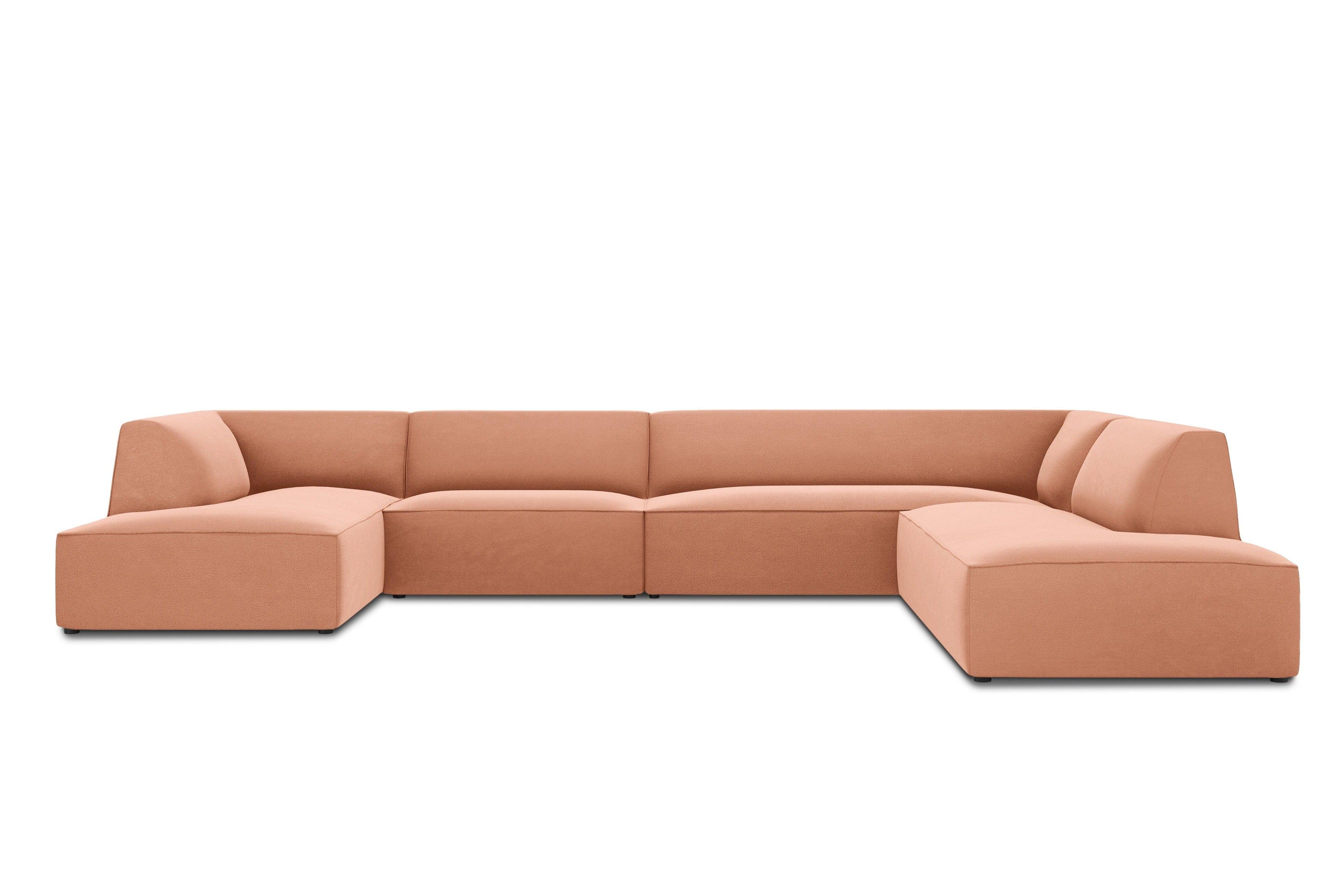 U-shaped corner sofa velvet right RUBY salmon