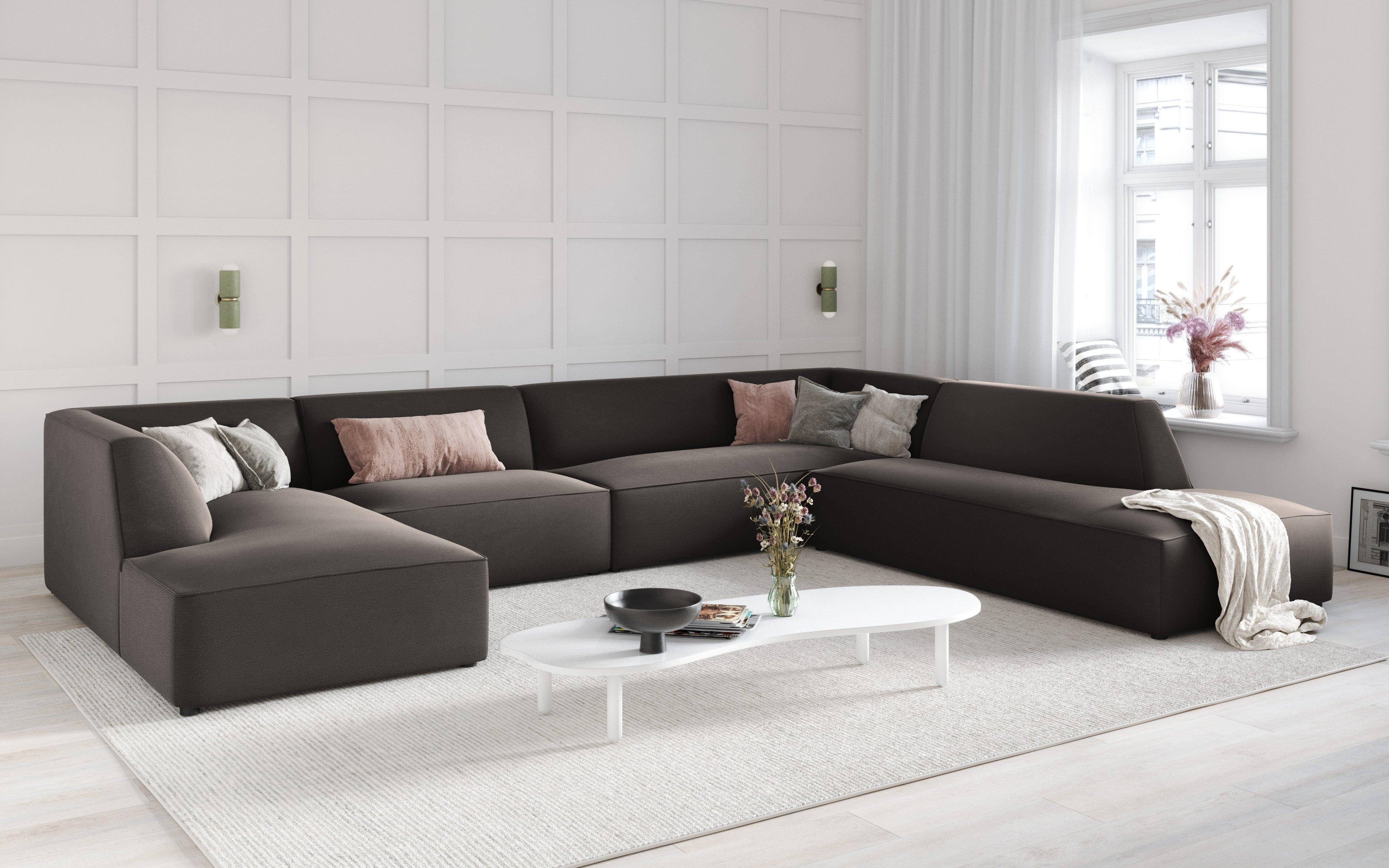 Narożnik w kształcie U aksamitny prawostronny RUBY ciemnoszary Micadoni    Eye on Design
