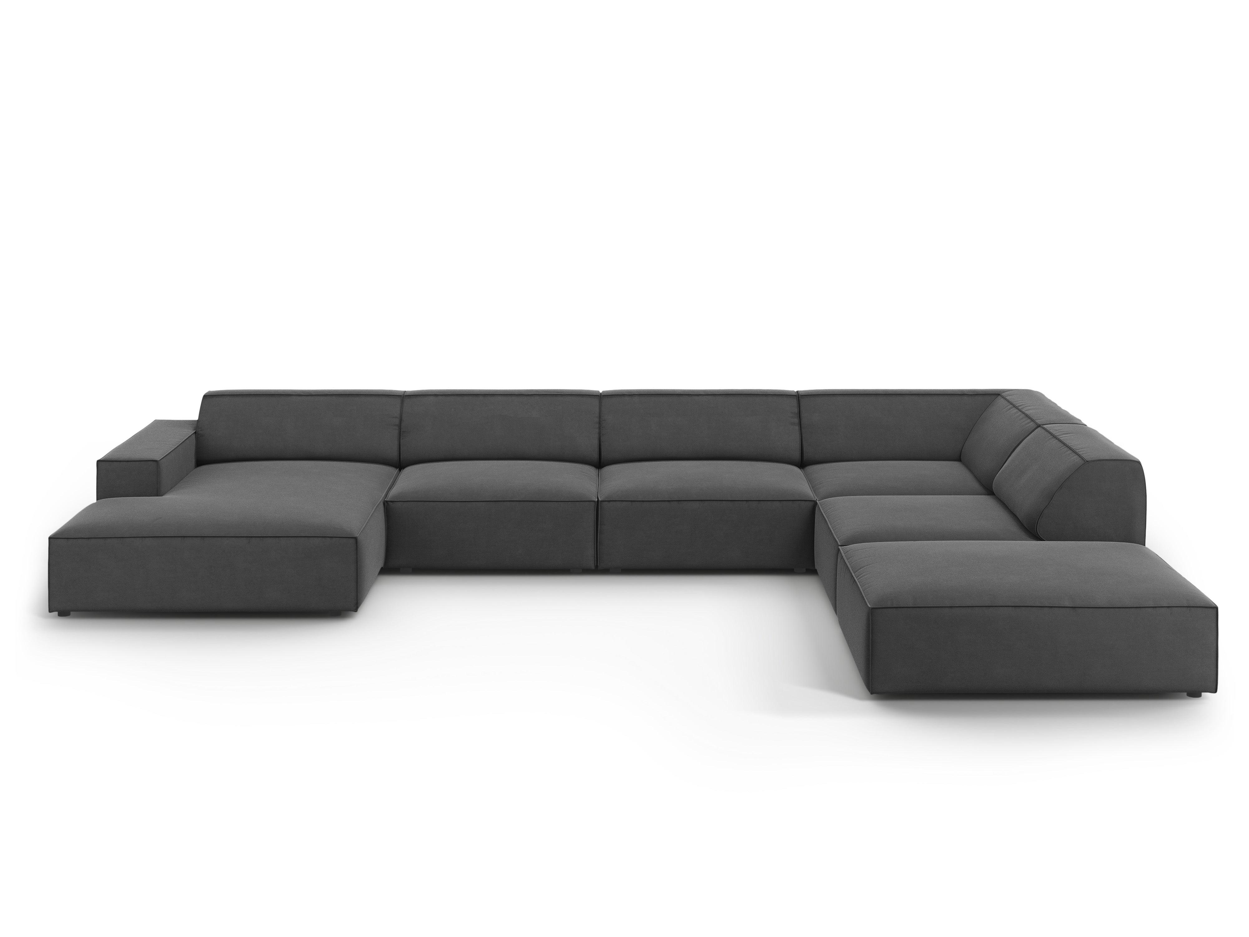 Sofa panoramiczna aksamitna prawostronna JODIE ciemnoszary Micadoni    Eye on Design