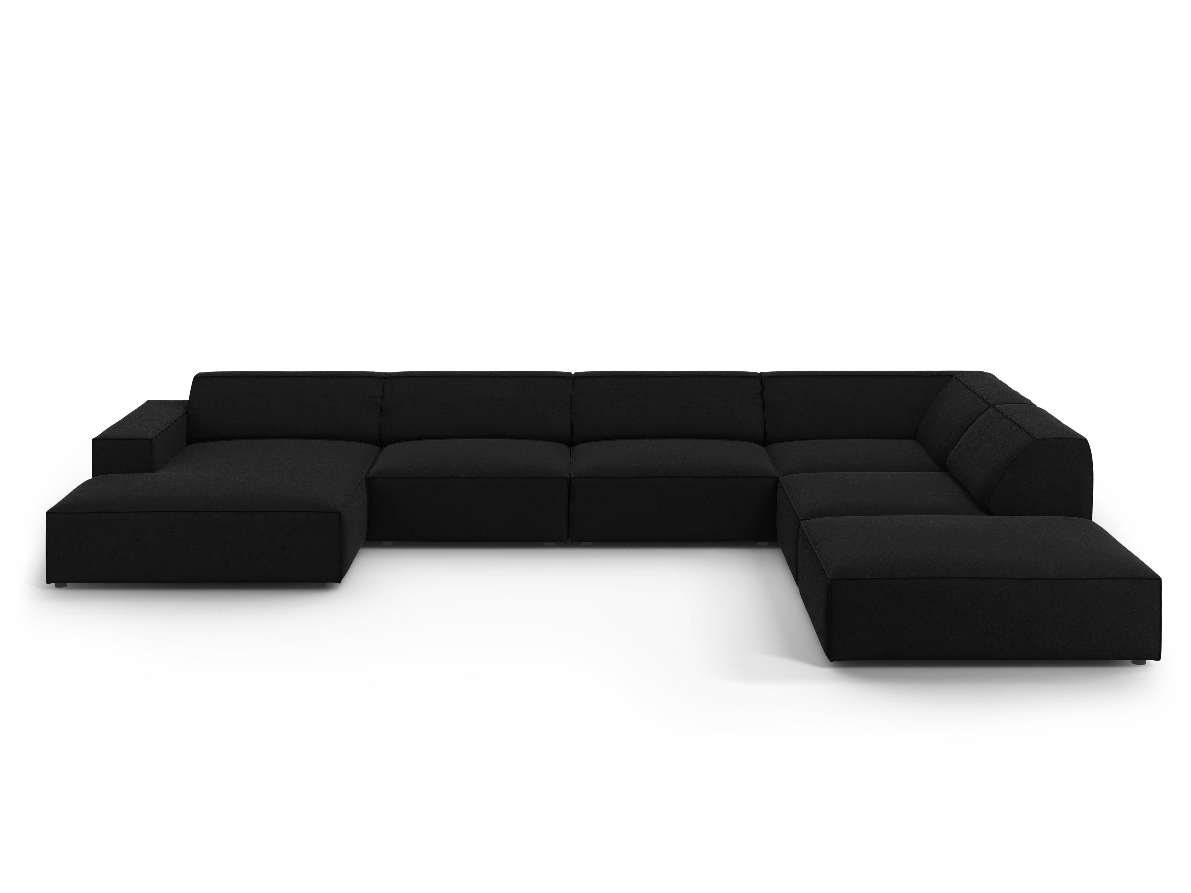 Sofa panoramiczna aksamitna prawostronna JODIE czarny Micadoni    Eye on Design