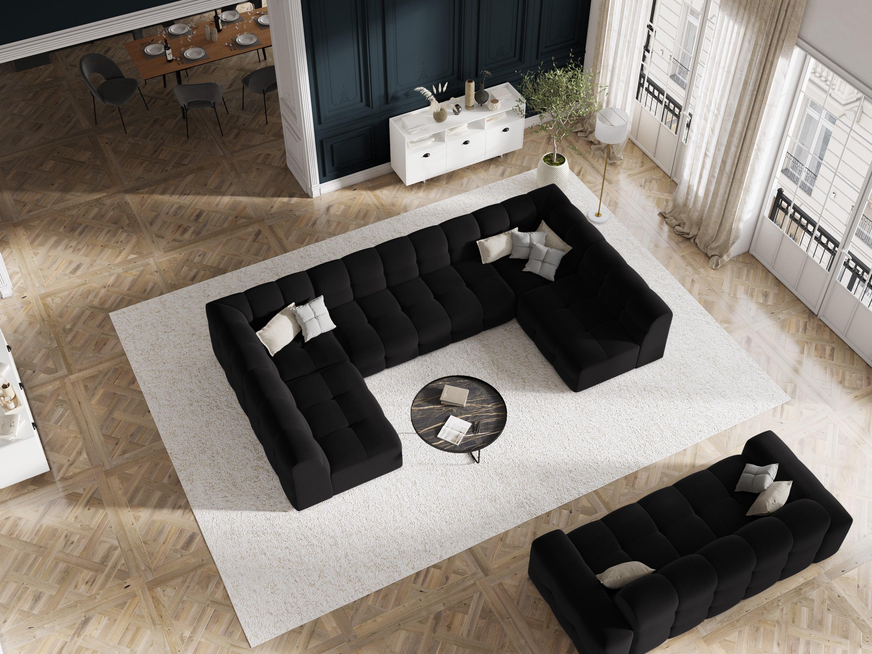 Narożnik aksamitny w kształcie U KENDAL czarny Micadoni    Eye on Design