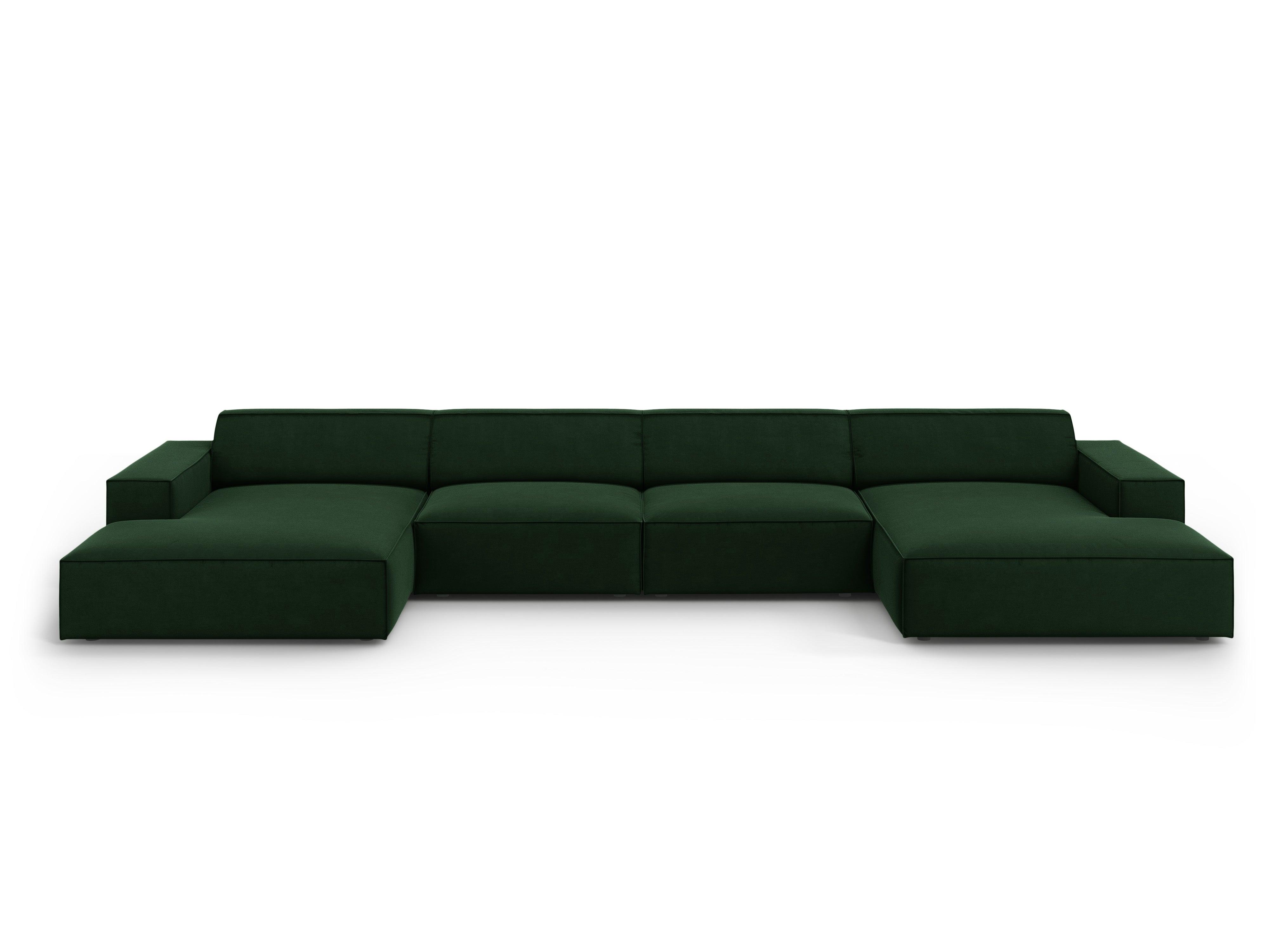 Sofa panoramiczna aksamitna JODIE butelkowa zieleń Micadoni    Eye on Design