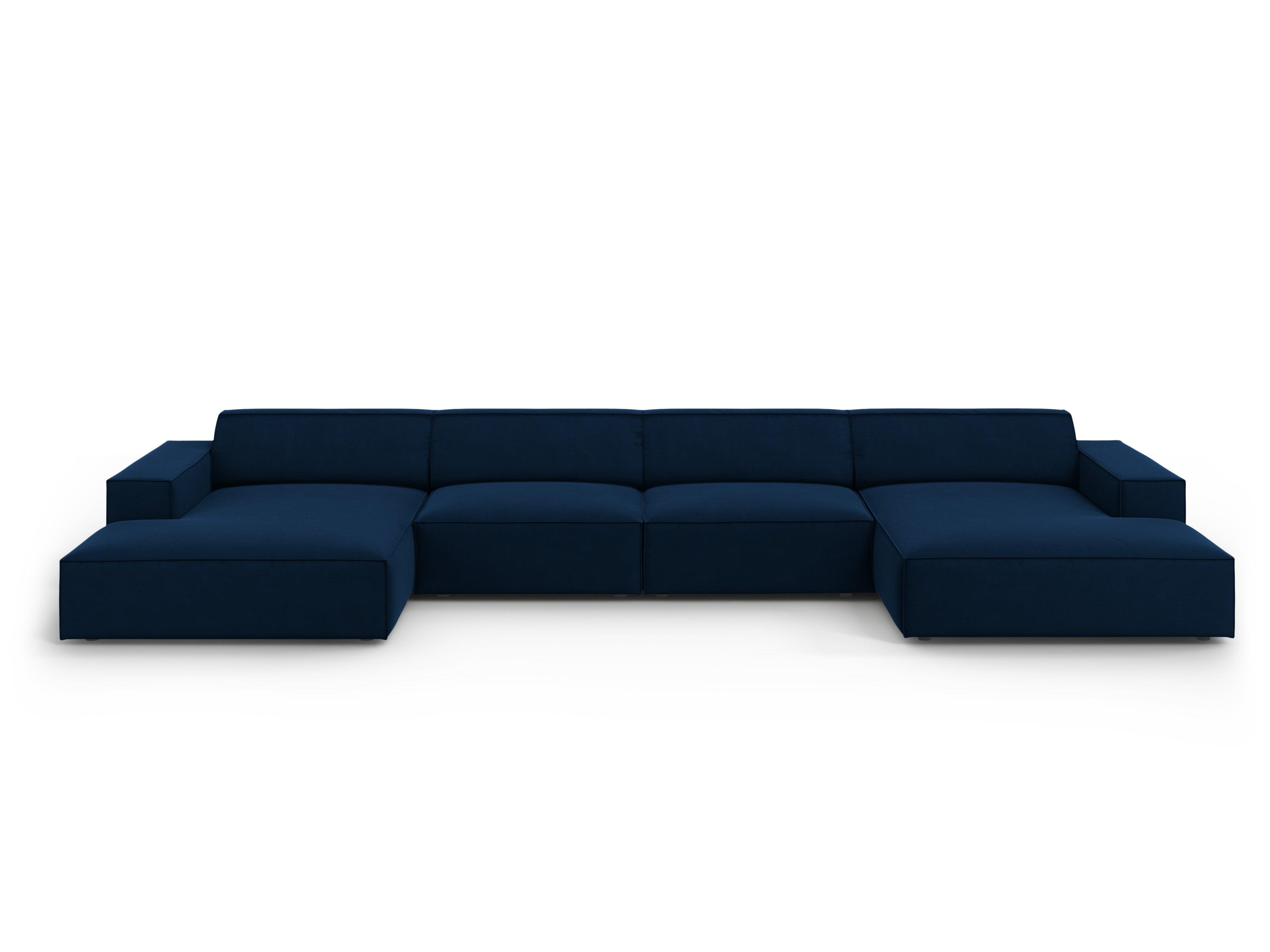 Sofa panoramiczna aksamitna JODIE granat królewski Micadoni    Eye on Design