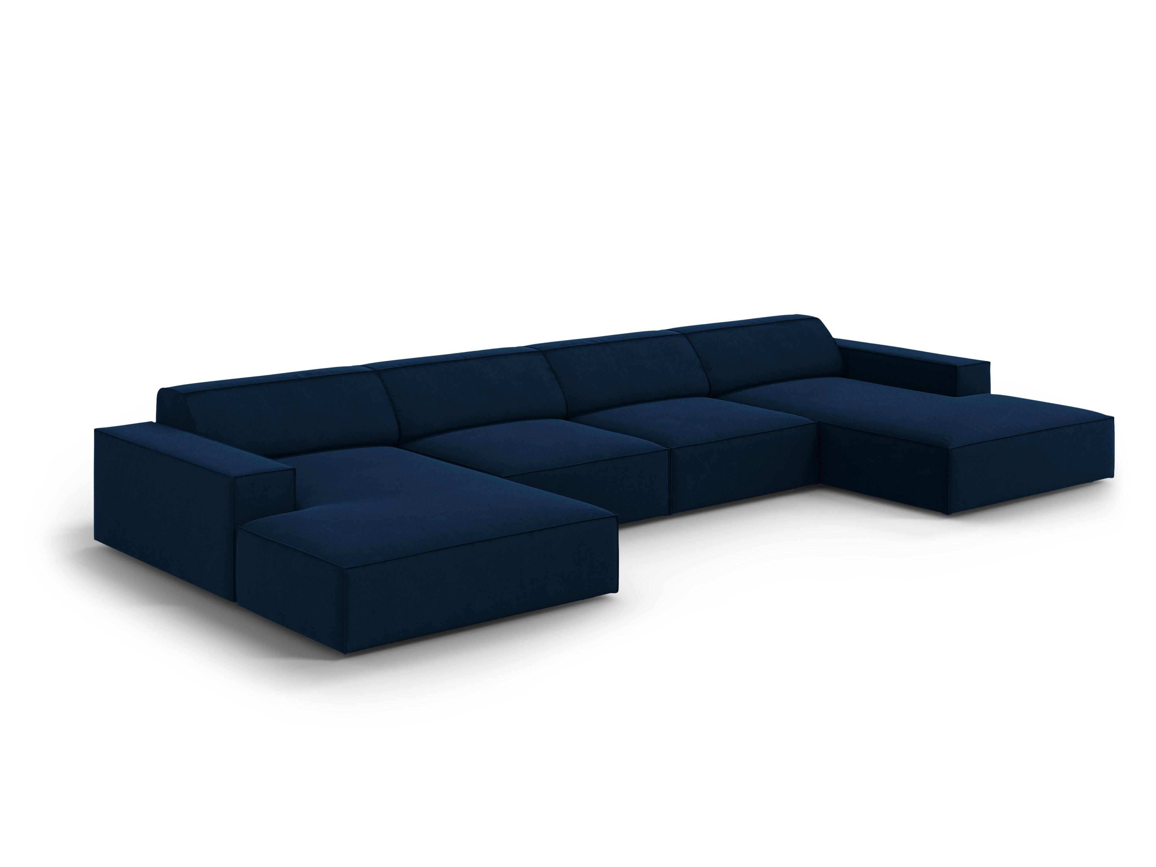 Sofa panoramiczna aksamitna JODIE granat królewski Micadoni    Eye on Design
