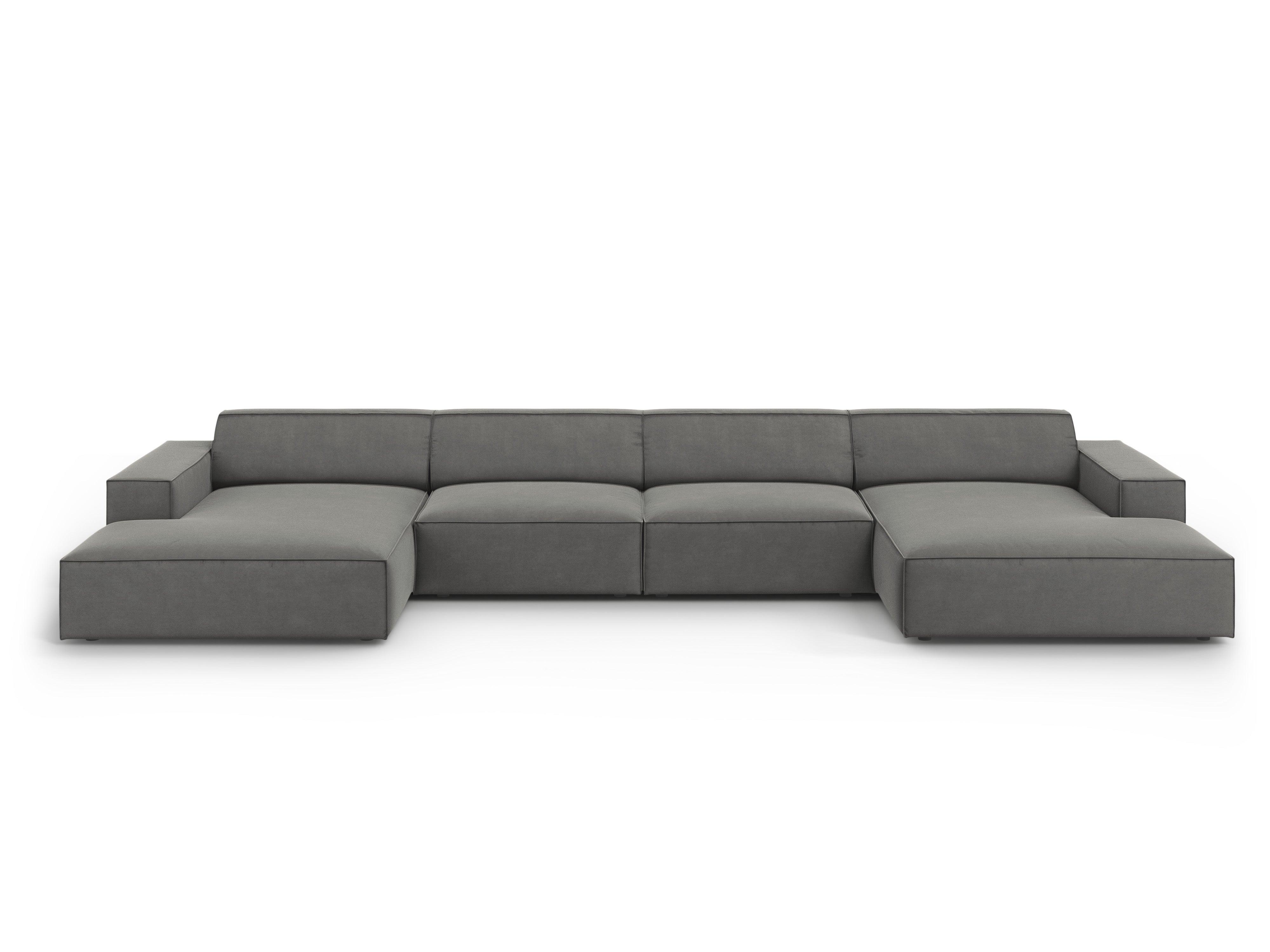 Sofa panoramiczna aksamitna JODIE jasnoszary Micadoni    Eye on Design