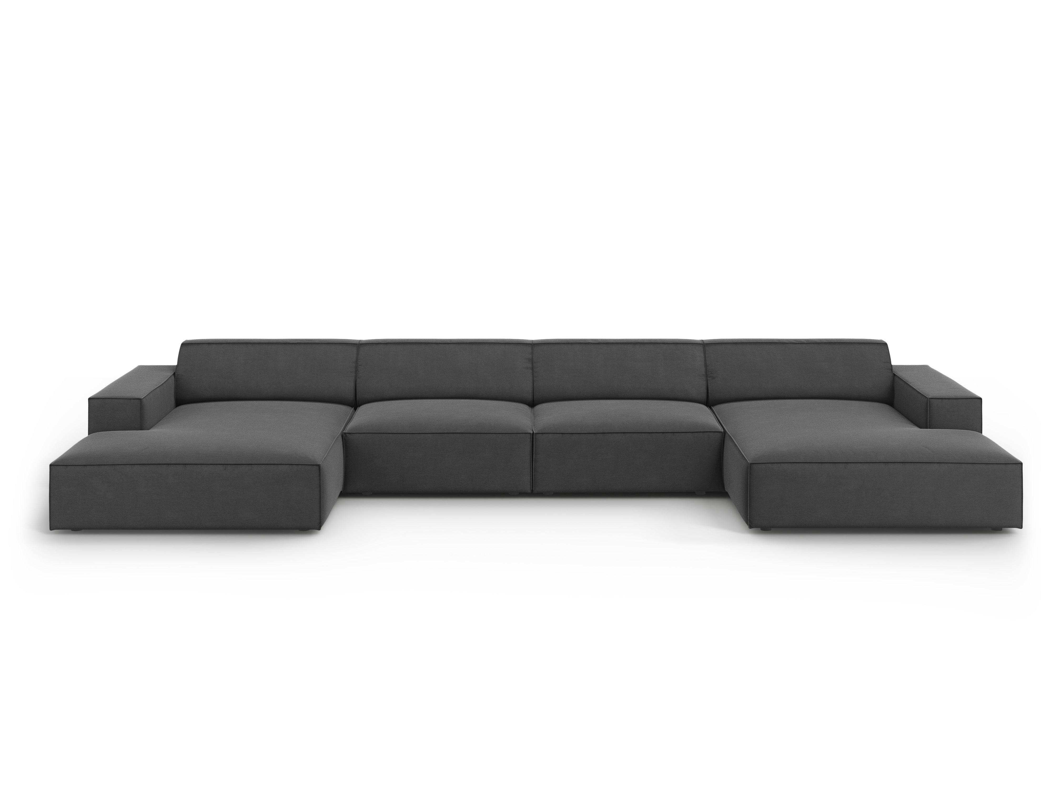 Sofa panoramiczna aksamitna JODIE ciemnoszary Micadoni    Eye on Design