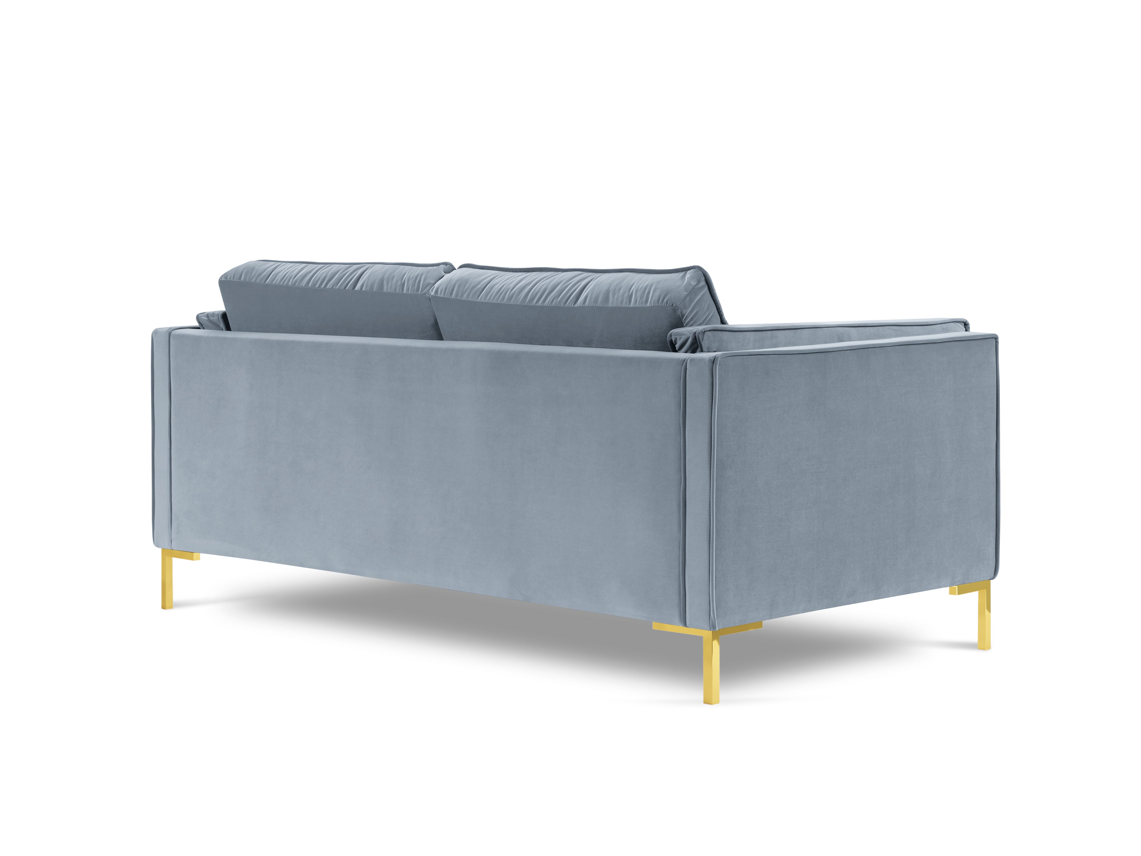 LUIS light blue velvet 2-seater sofa with gold base