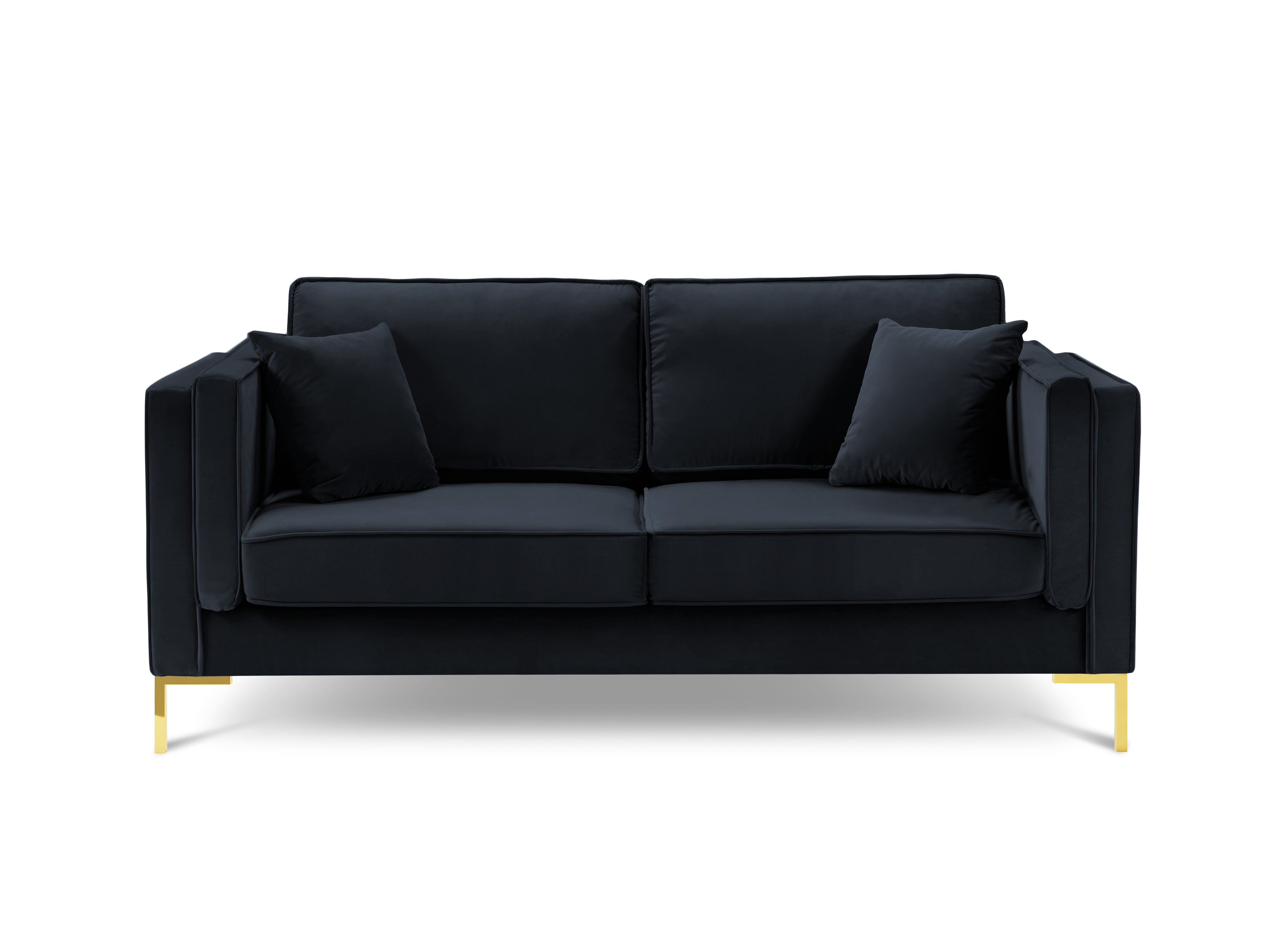 Dunkelblaues 2-Sitzer-Sofa aus Samt LUIS mit goldenem Gestell