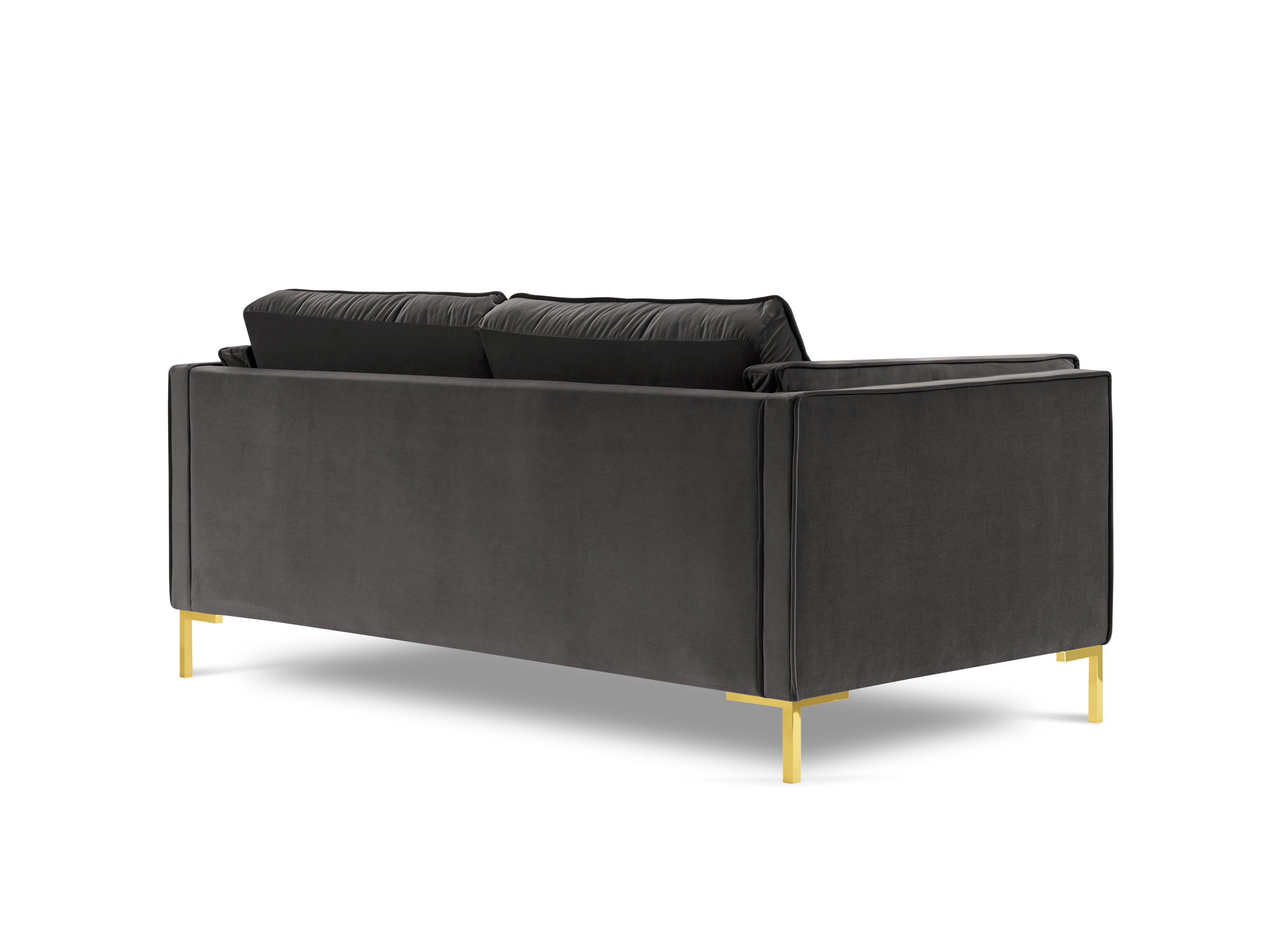 LUIS 2-Sitzer-Sofa aus dunkelgrauem Samt mit goldenem Gestell