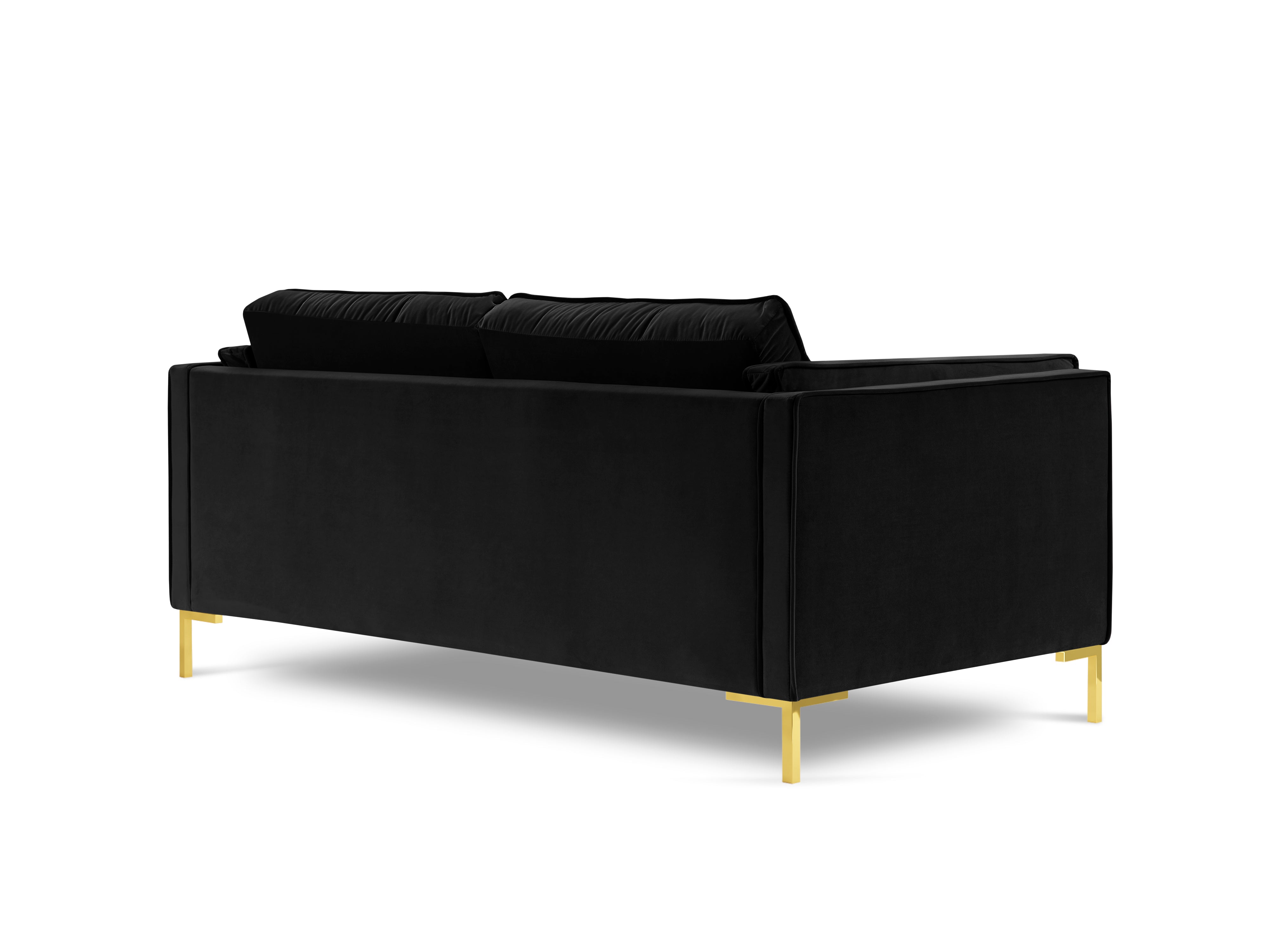 2-Sitzer-Sofa LUIS aus schwarzem Samt mit goldenem Gestell