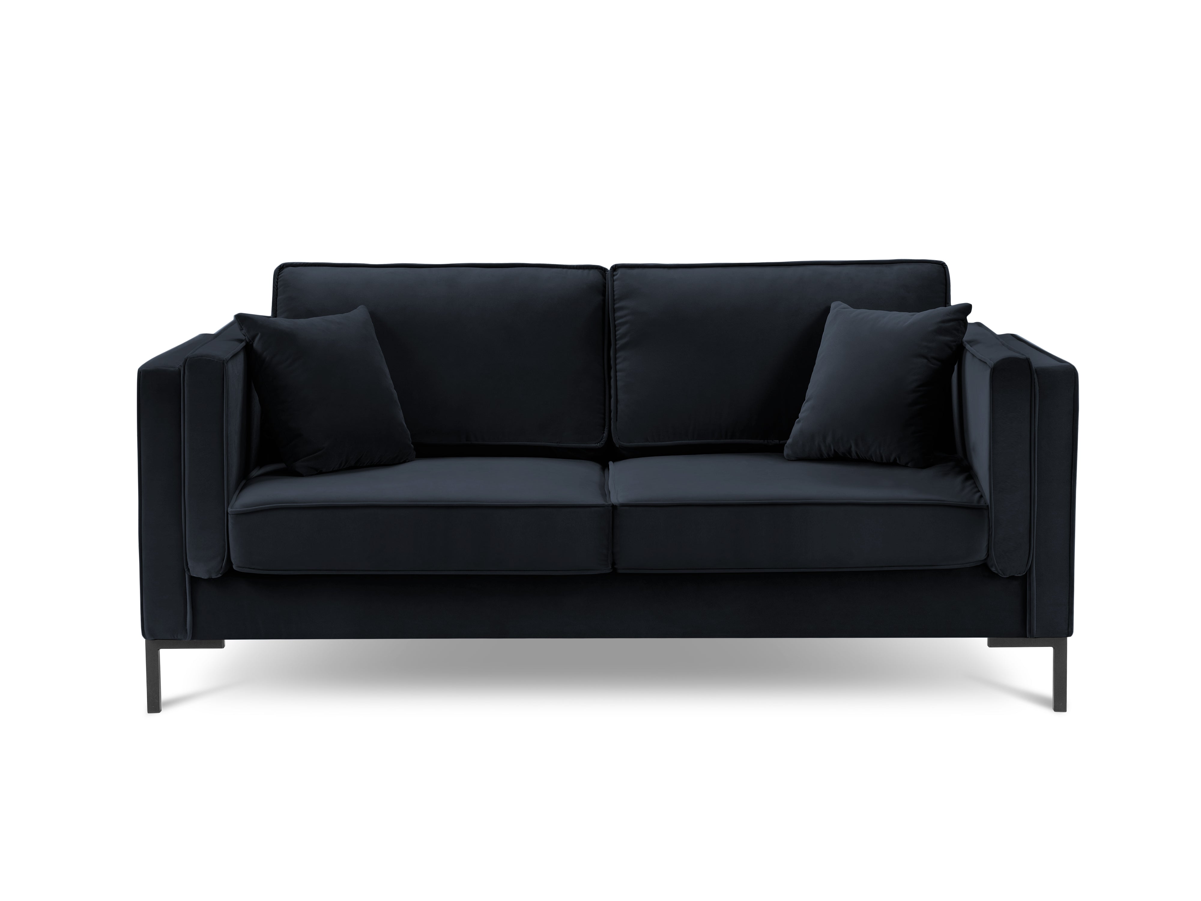 LUIS 2-Sitzer-Sofa aus dunkelblauem Samt mit schwarzem Gestell