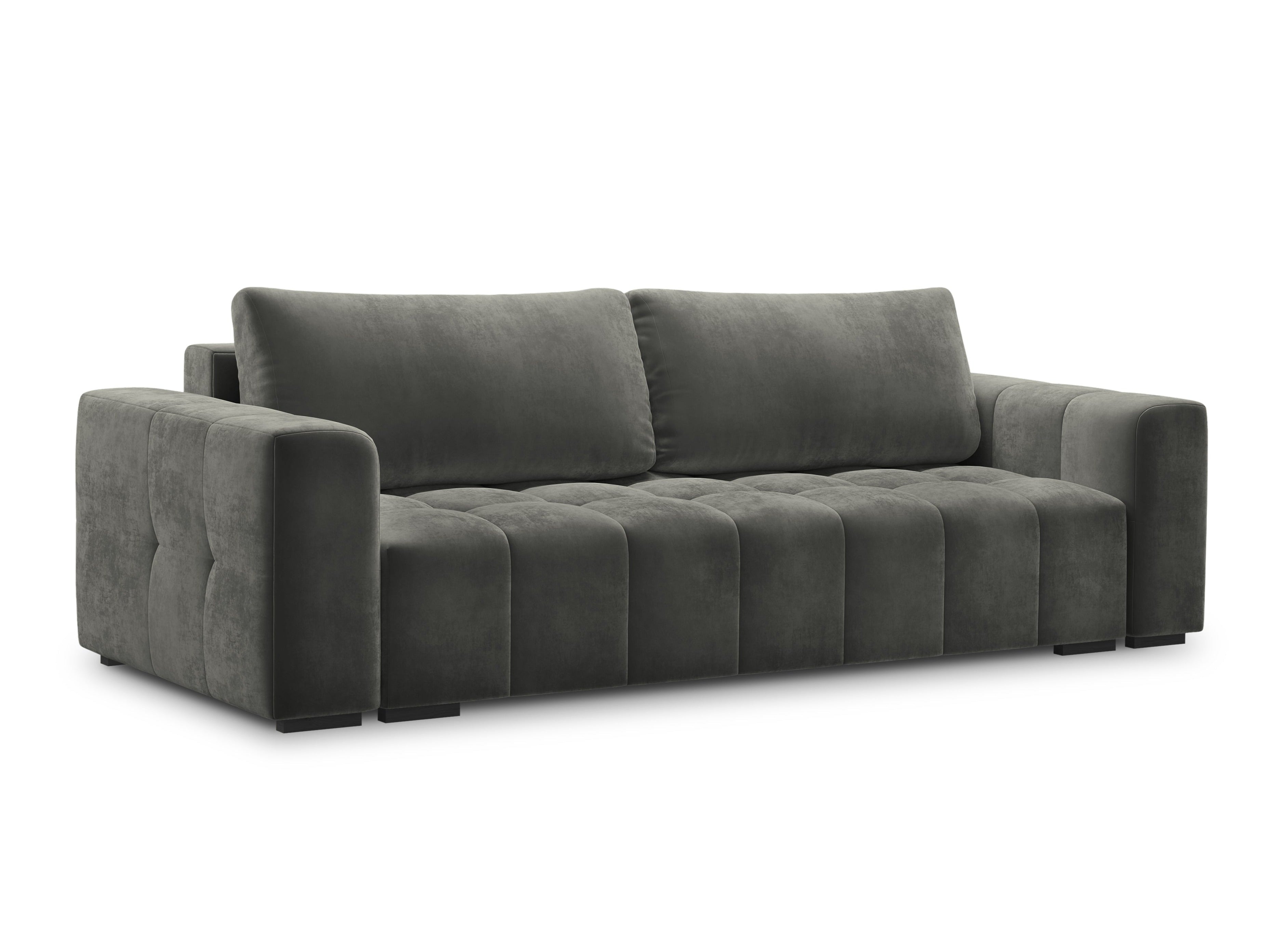 LUCA velvet sofa with sleeping function grey