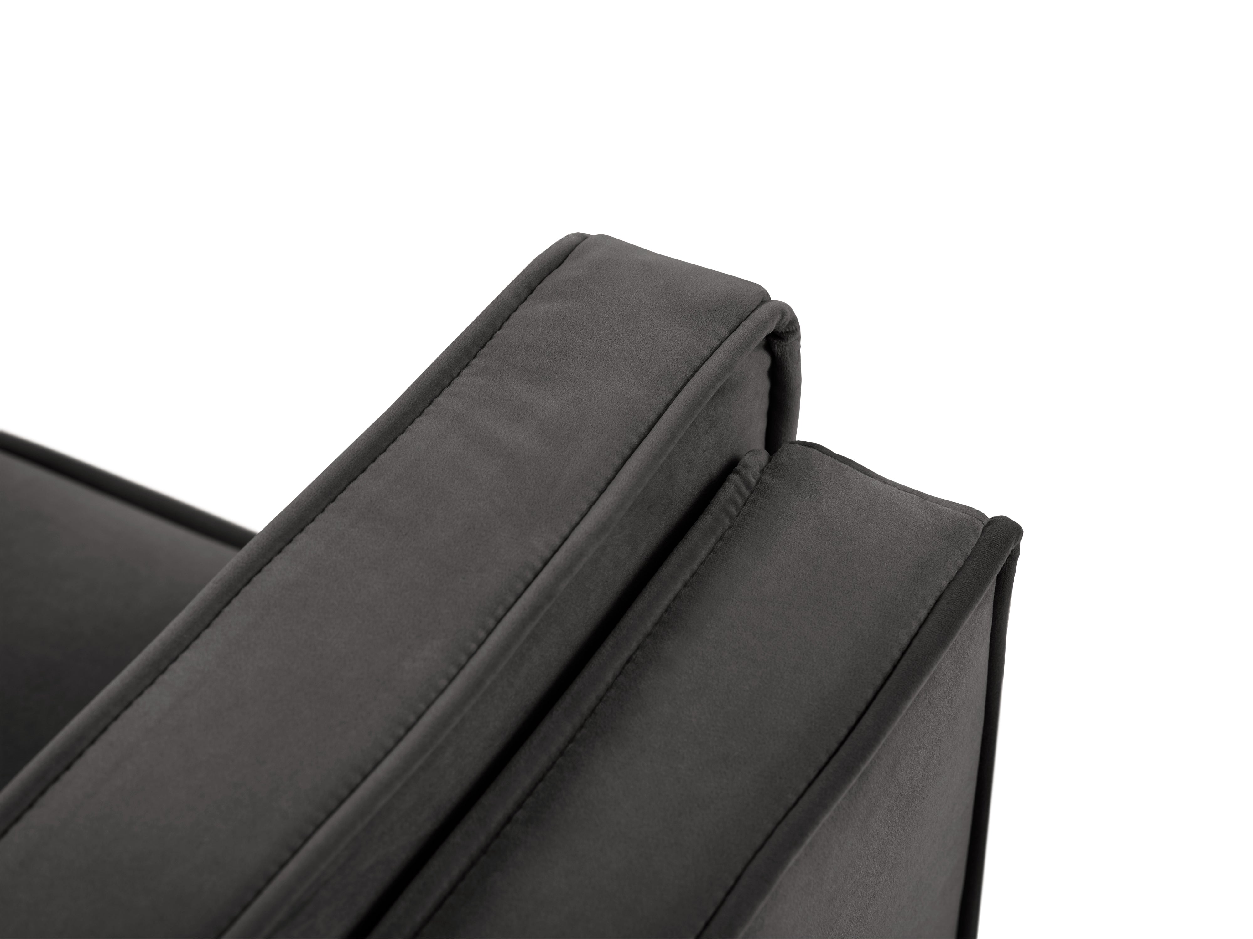 LUIS dark grey velvet 3-seater sofa with black base