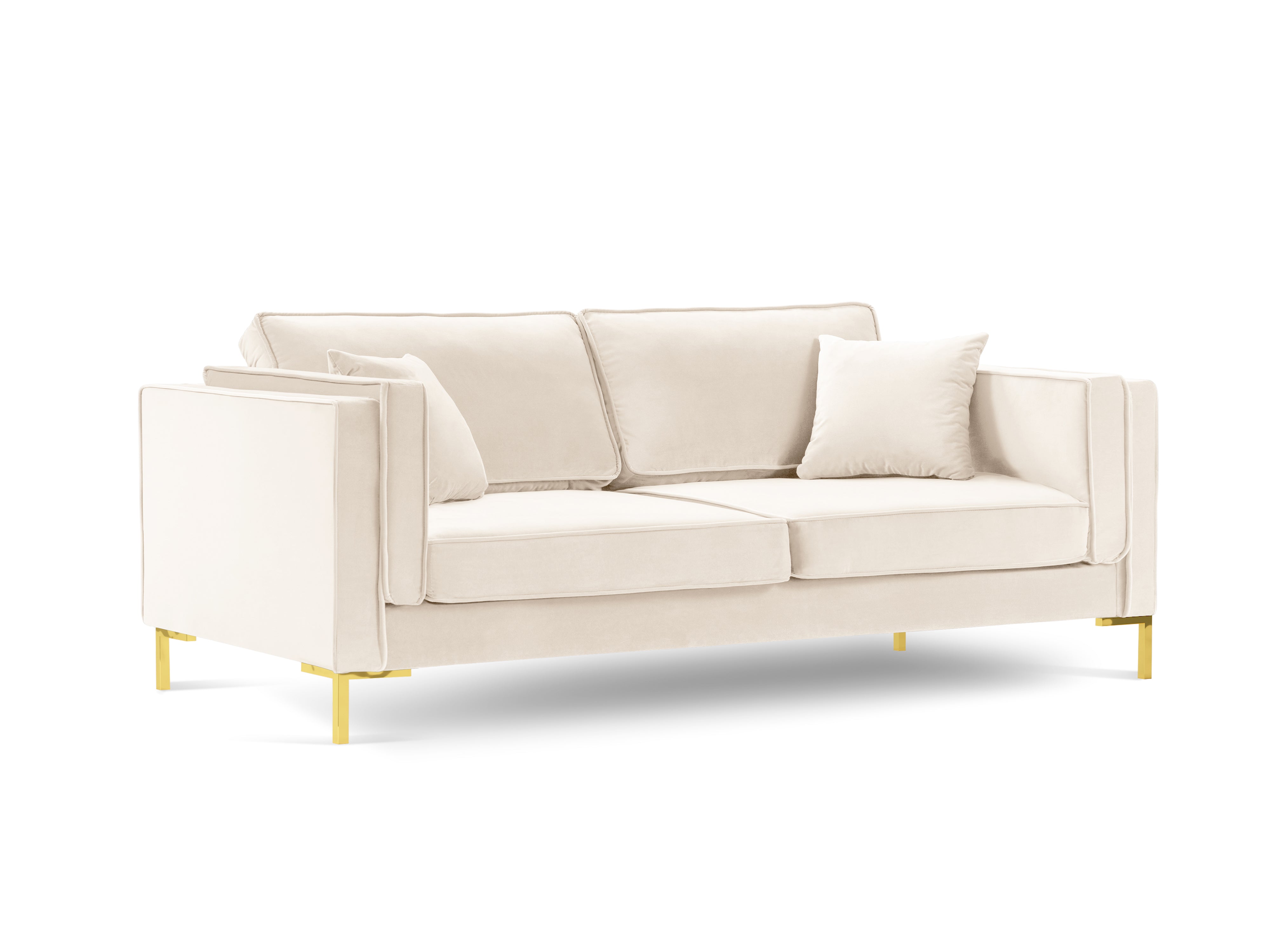 4-Sitzer-Sofa LUIS aus beigem Samt mit goldenem Gestell