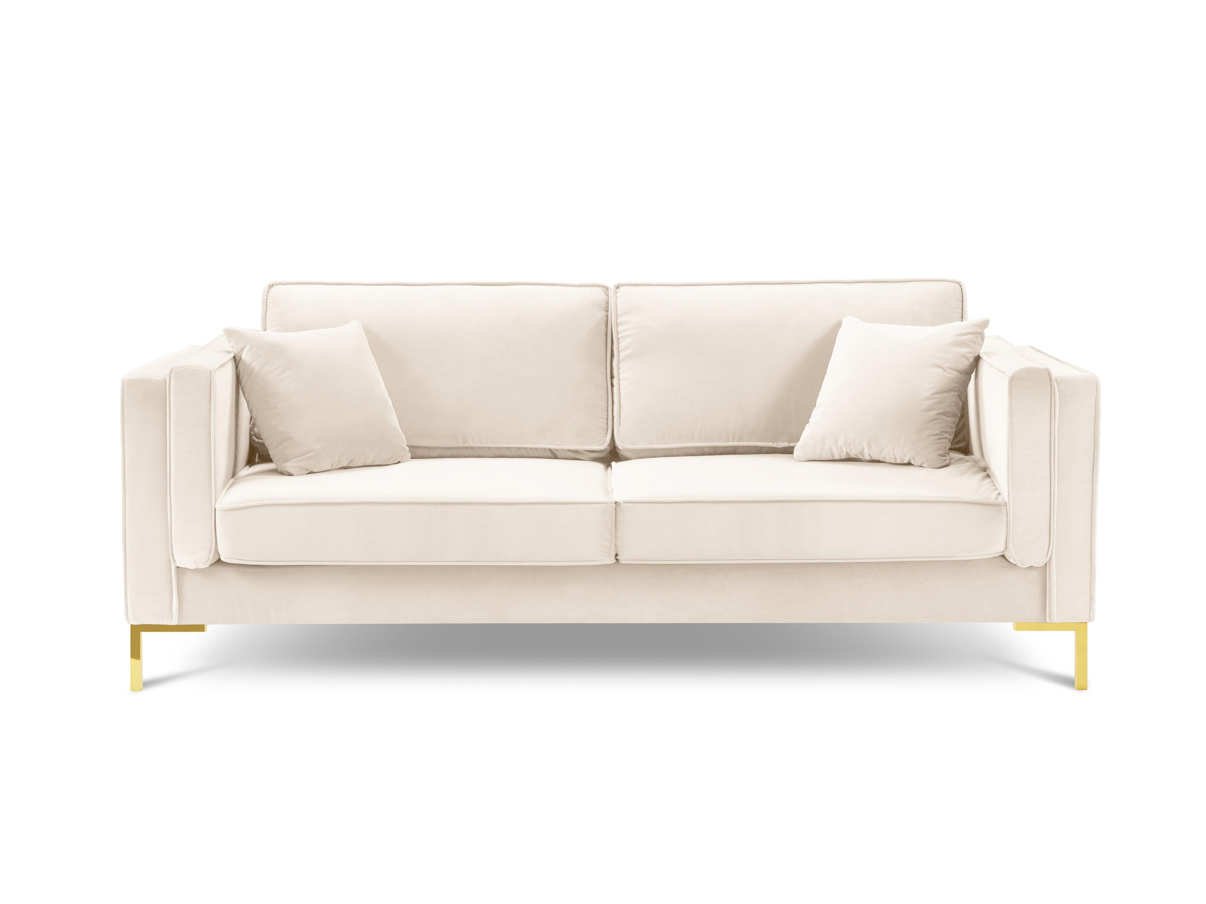 4-Sitzer-Sofa LUIS aus beigem Samt mit goldenem Gestell