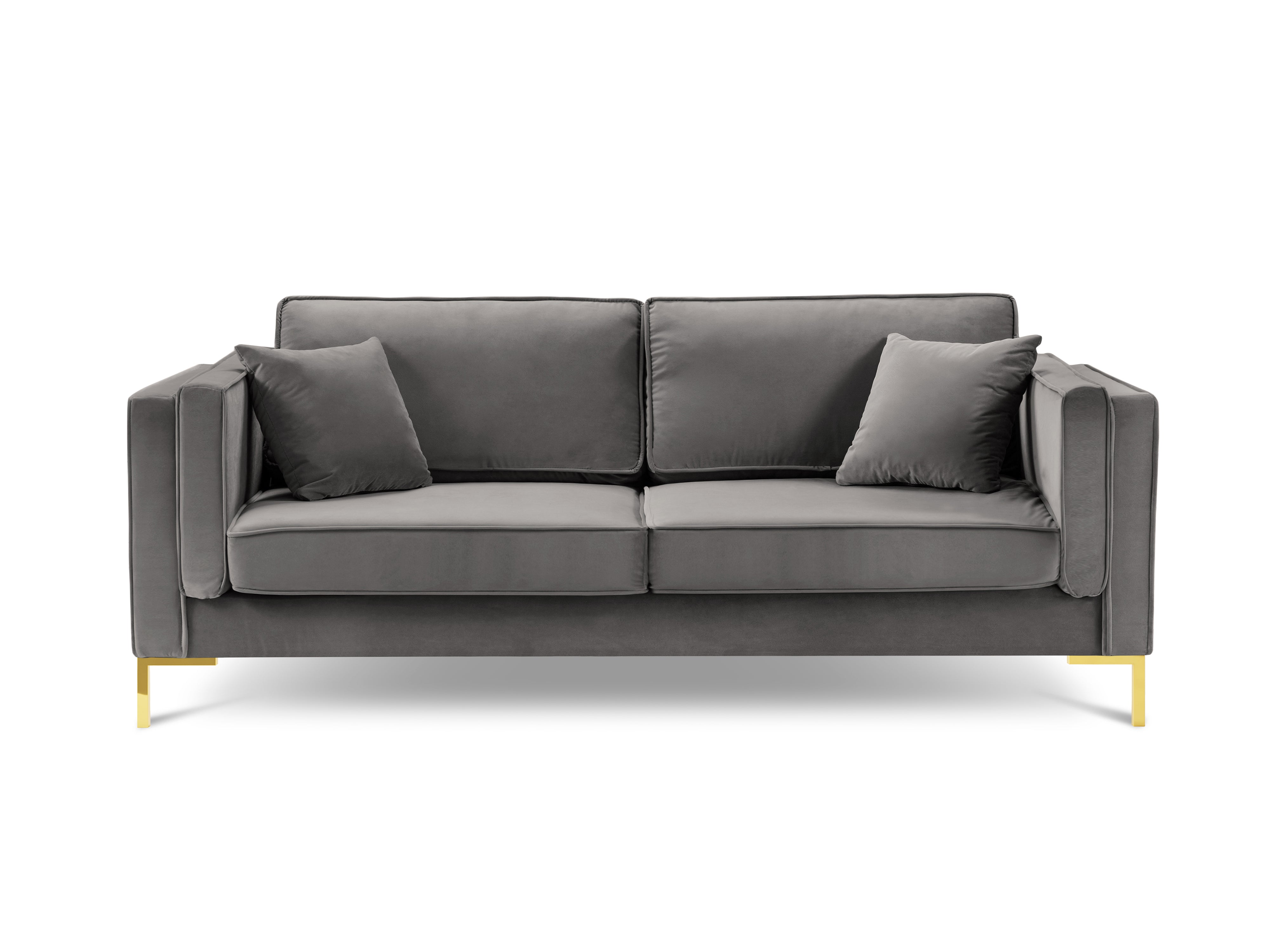 LUIS light grey velvet 4-seater sofa with gold base