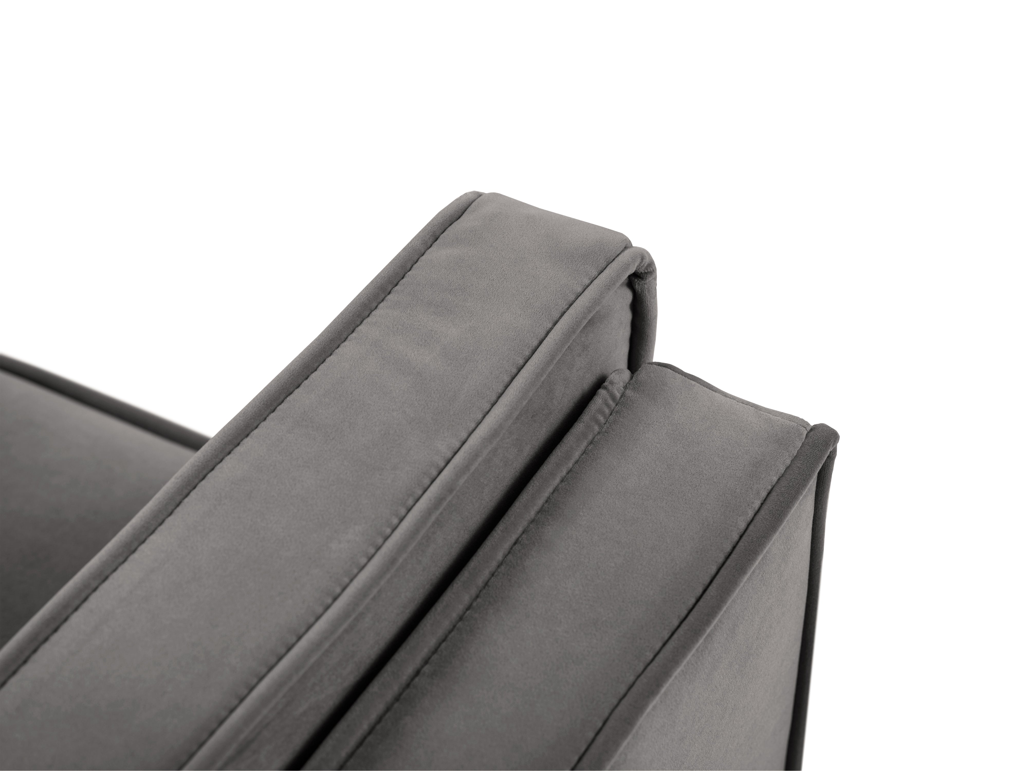 Hellgraues 4-Sitzer-Sofa aus Samt LUIS mit schwarzem Untergestell