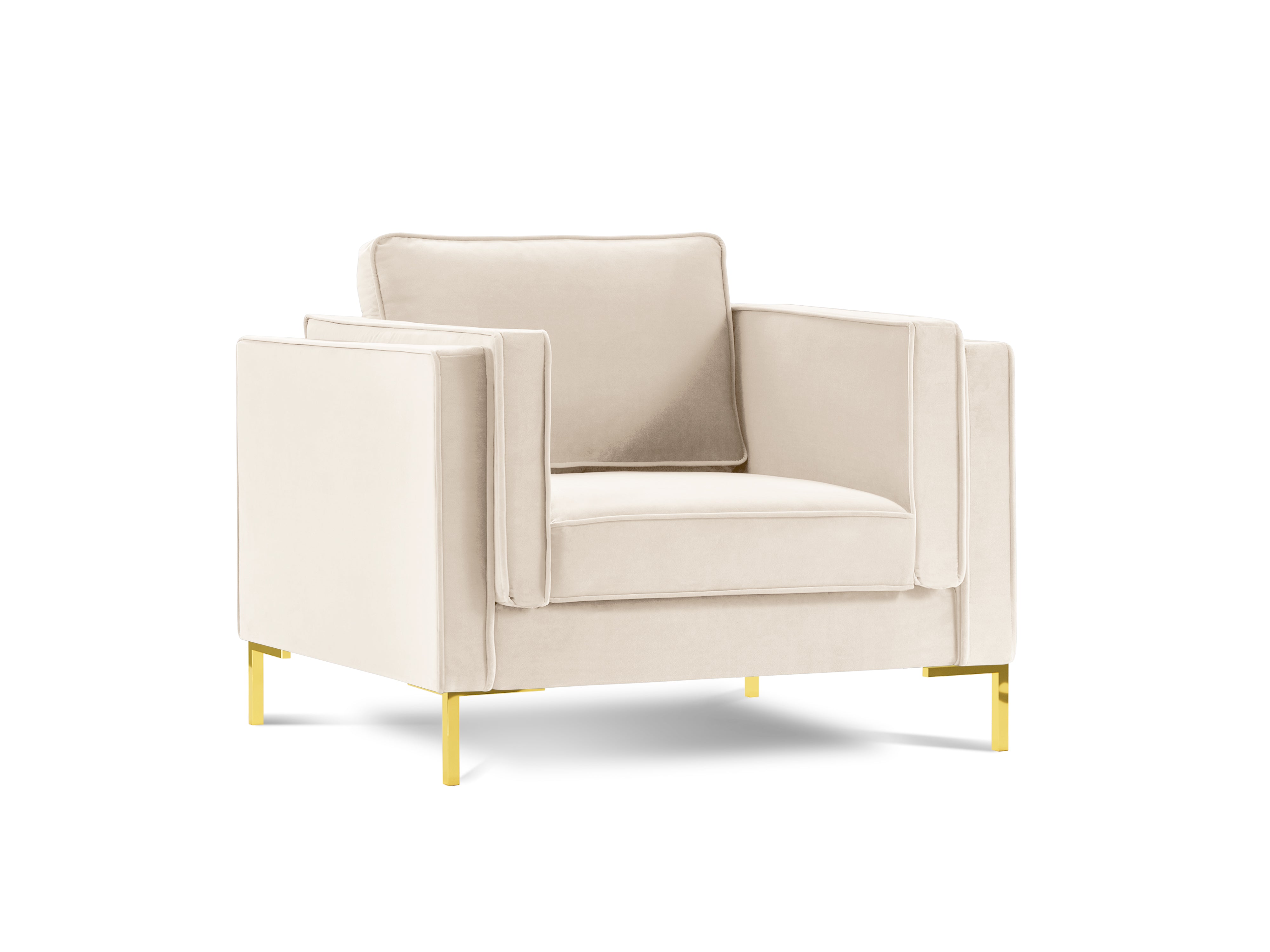 LUIS beige velvet armchair with gold base