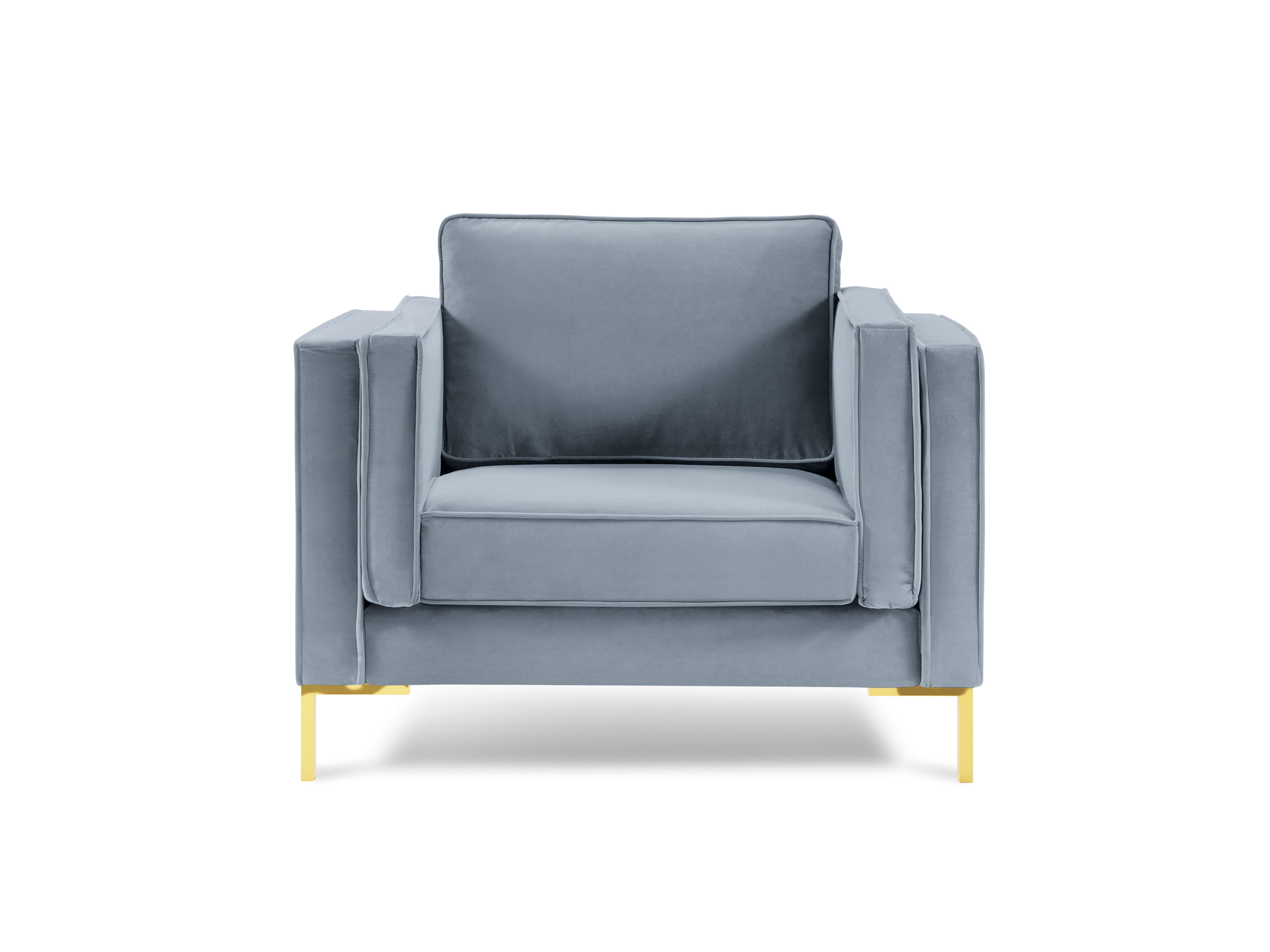 LUIS light blue velvet armchair with gold base