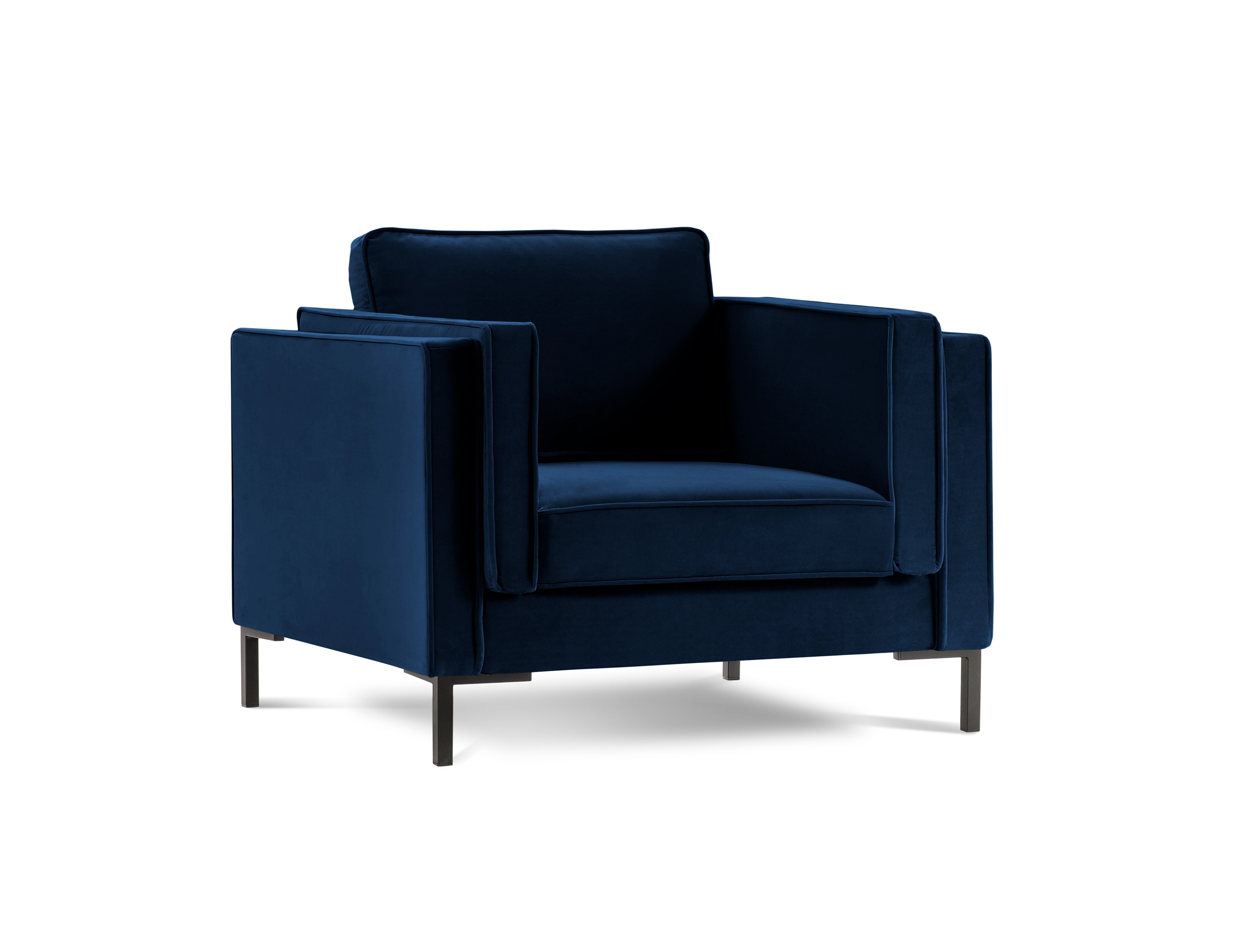 LUIS royal blue velvet armchair with black base