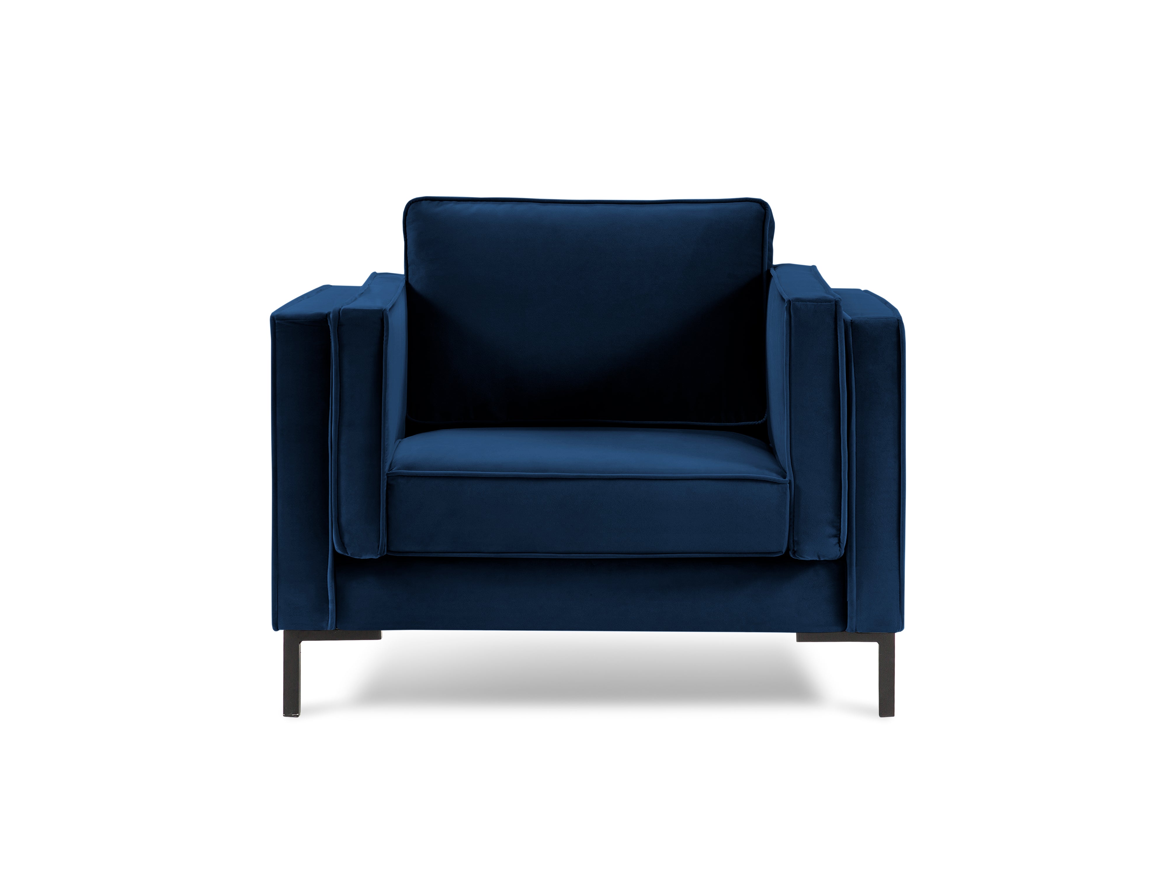 LUIS royal blue velvet armchair with black base