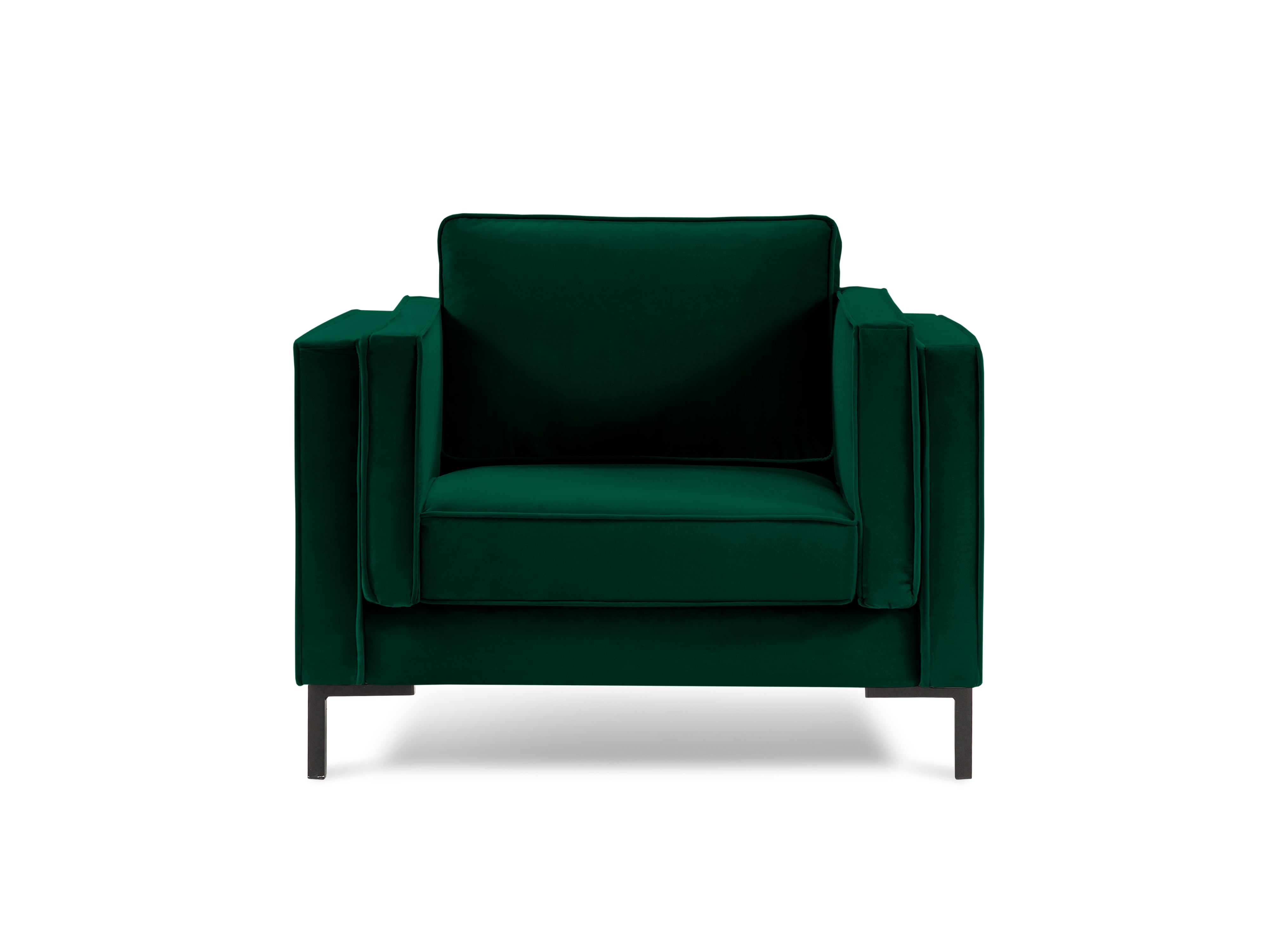 LUIS bottle green velvet armchair with black base