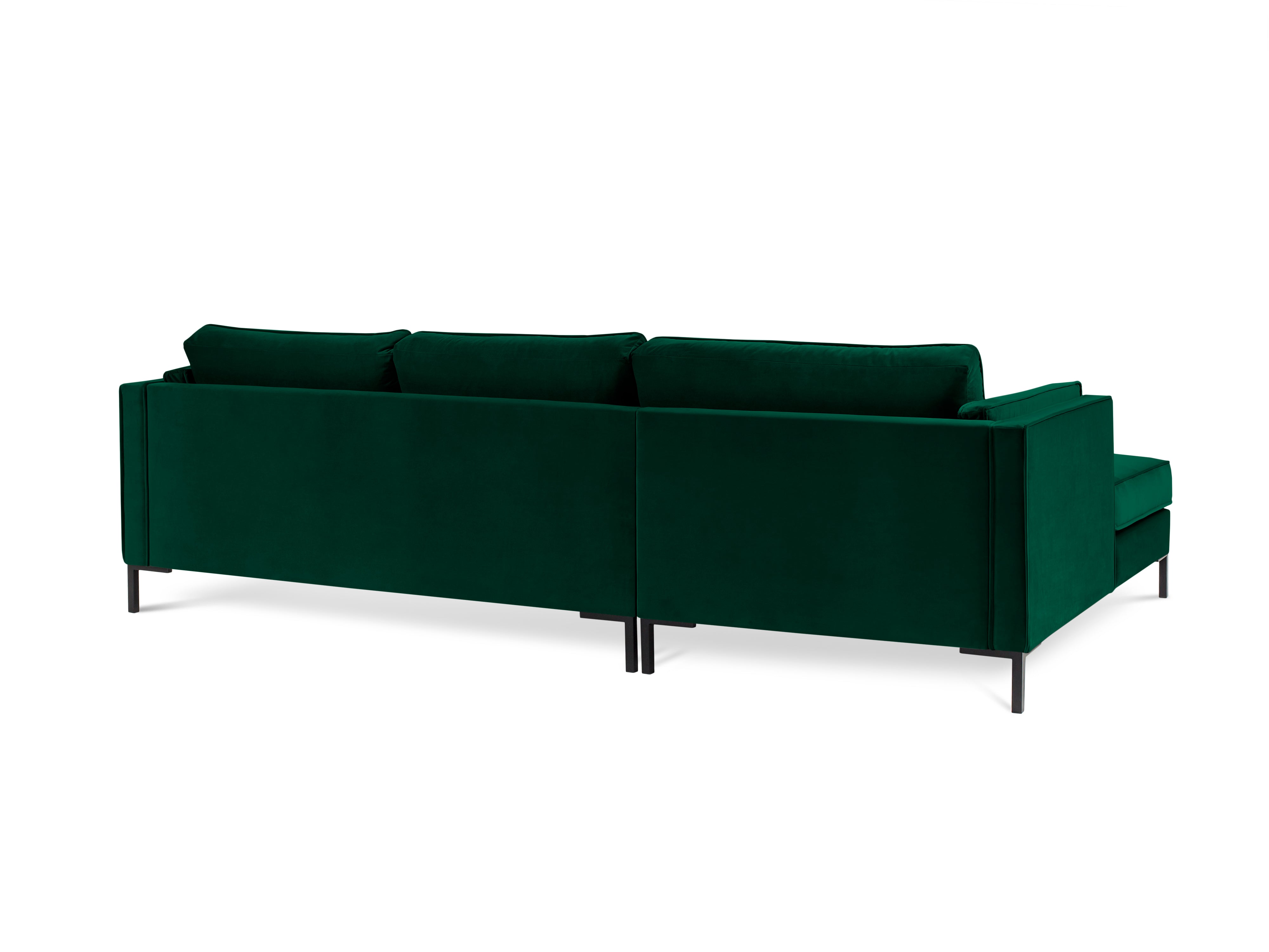 LUIS bottle green velvet left-hand corner sofa with black base