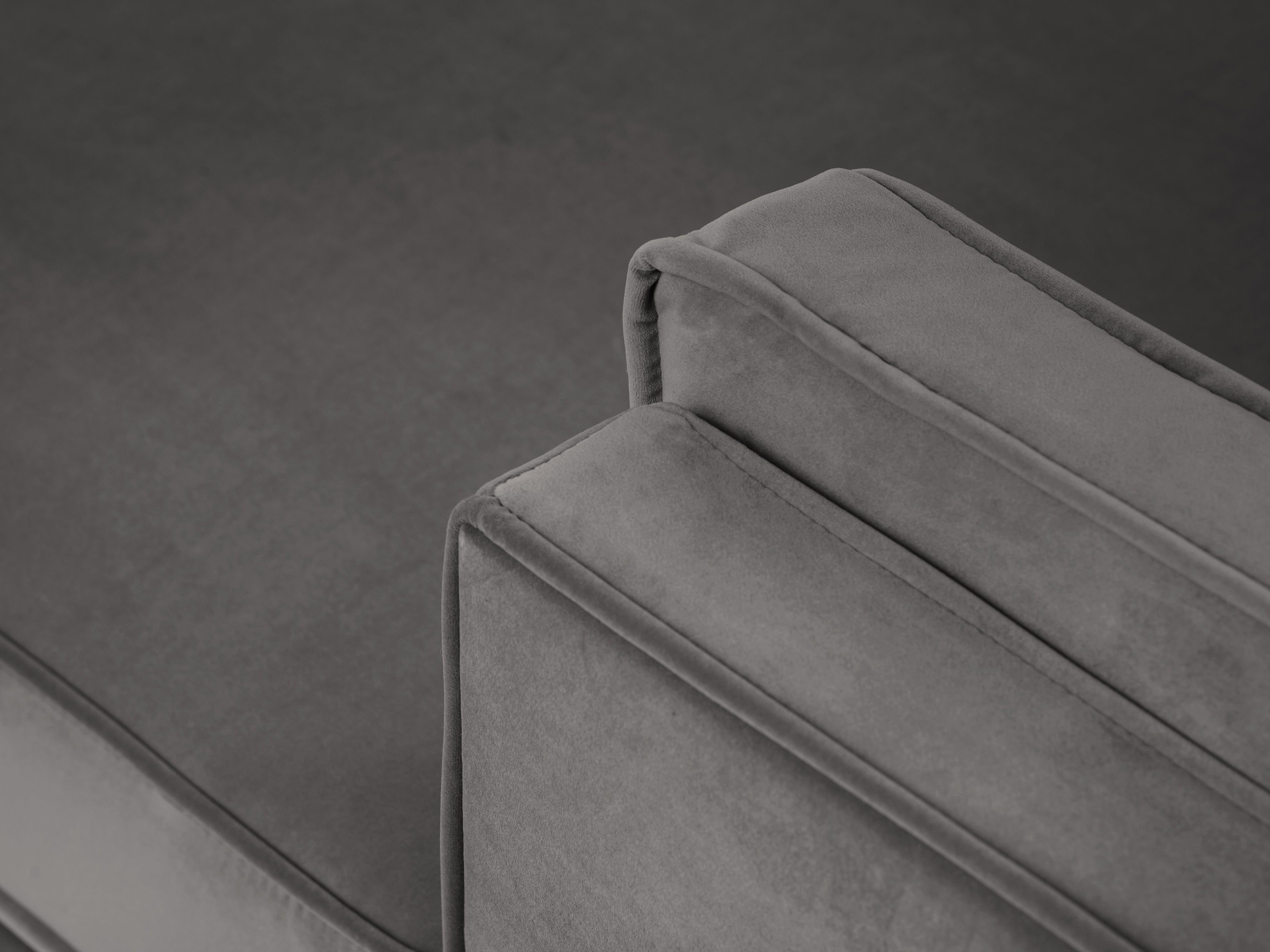 LUIS light grey velvet right-hand corner sofa with gold base