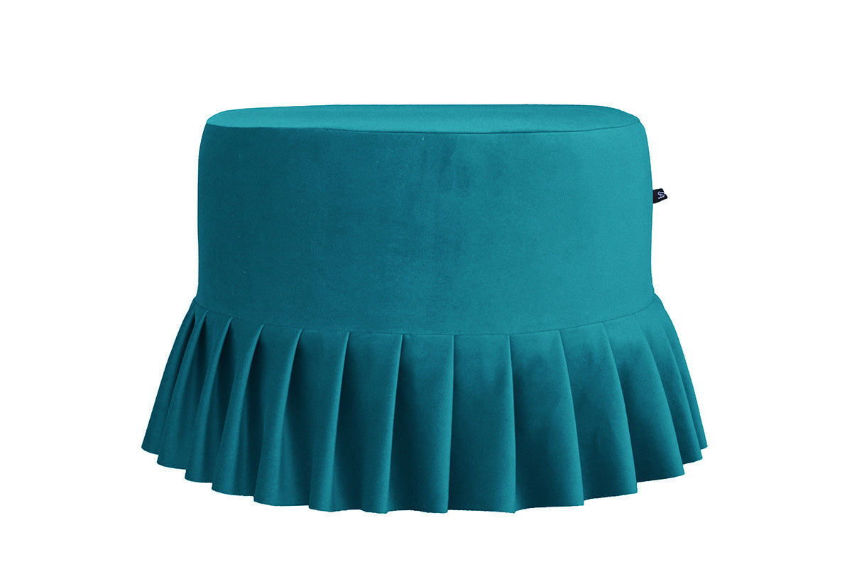 Turquoise pouffe with frill LOLITA, Happy Barok, Eye on Design