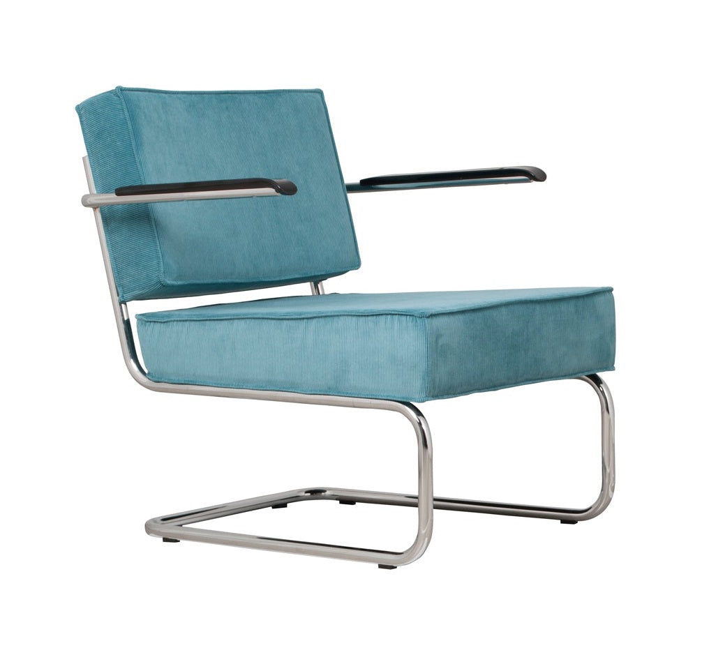 RIDGE RIB ARM lounge chair blue, Zuiver, Eye on Design