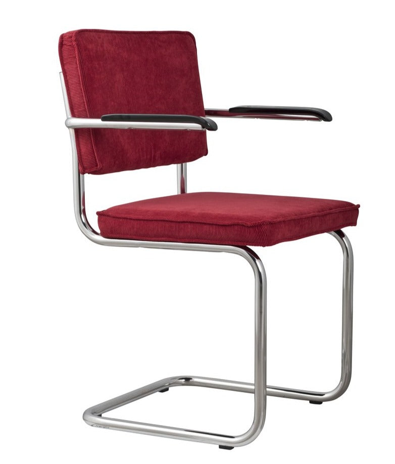 RIDGE RIB chair with armrests red